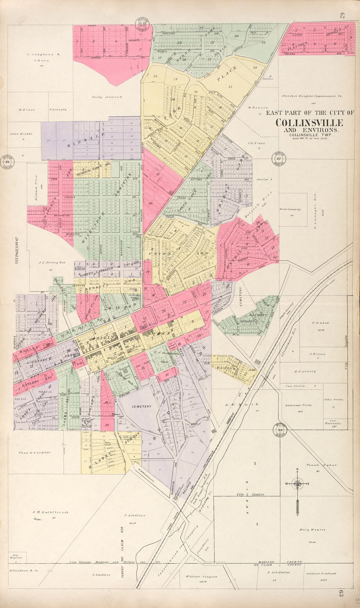 East Part of Collinsville from Standard Atlas of Madison County, Illinois : Including a Plat Book of the Villages, Cities and Townships of the County, Map of the State, United States and World : Patrons Directory, Reference … 1906 by Relic Map Company