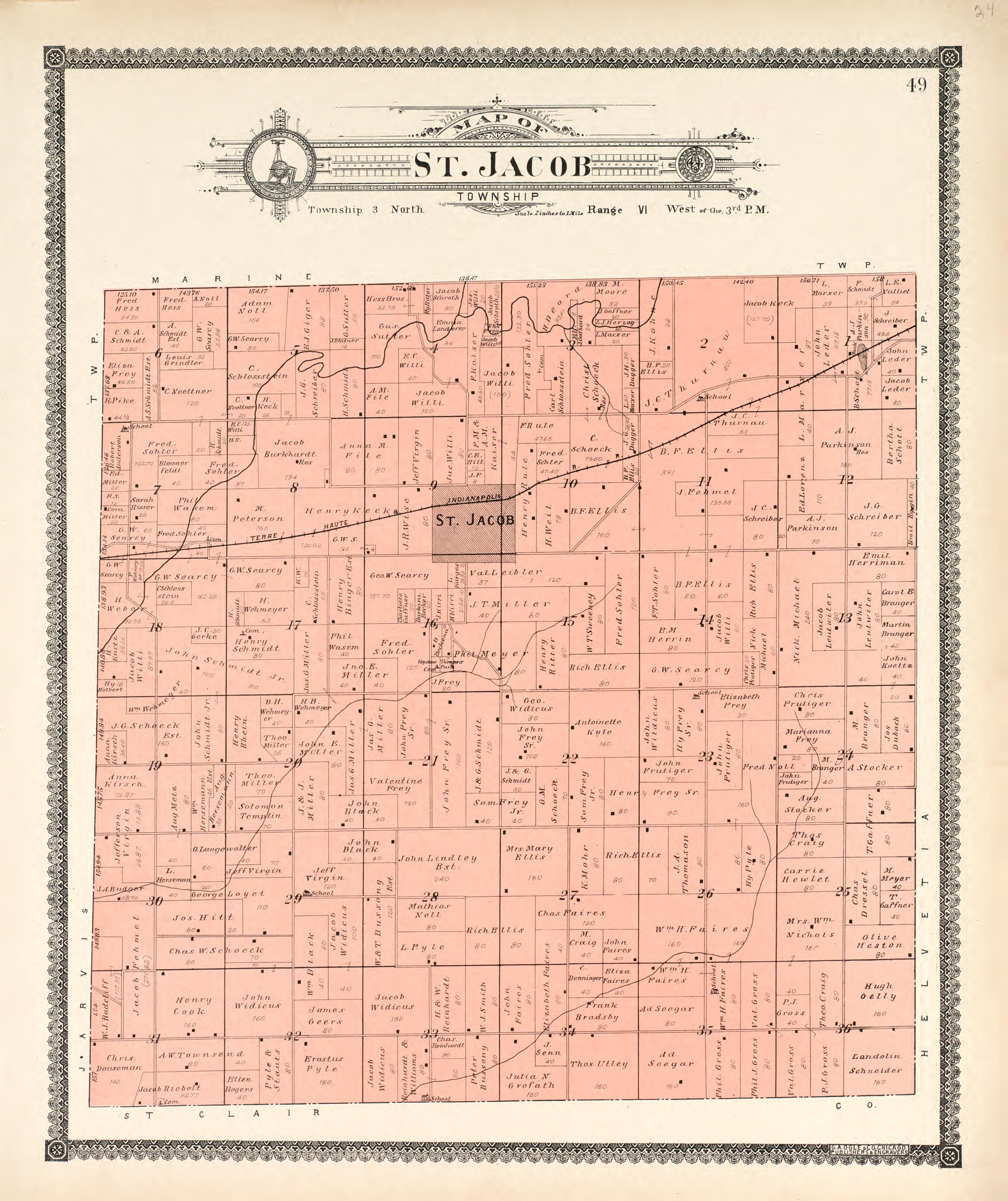 St. Jacob Township from Standard Atlas of Madison County, Illinois : Including a Plat Book of the Villages, Cities and Townships of the County, Map of the State, United States and World : Patrons Directory, Reference … 1906 by Relic Map Company