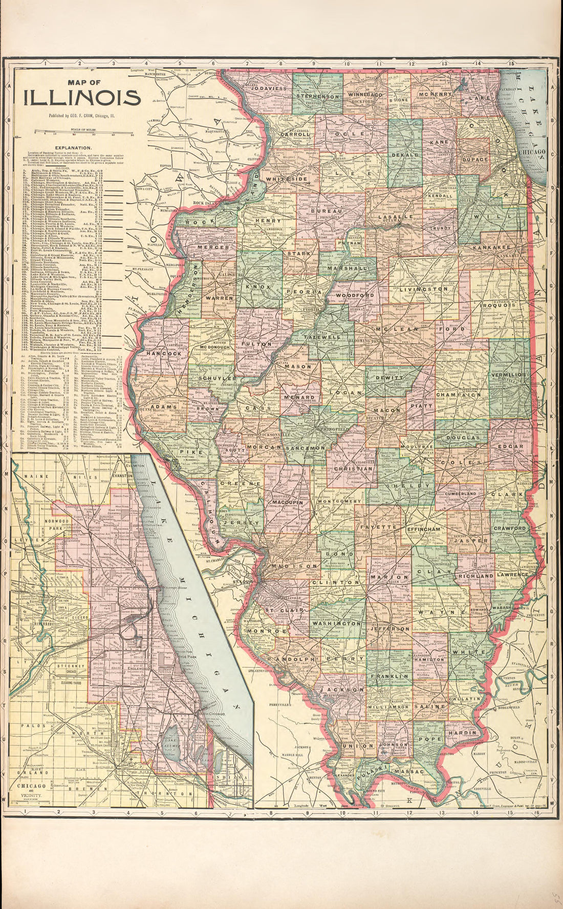 Illinois from Standard Atlas of Madison County, Illinois : Including a Plat Book of the Villages, Cities and Townships of the County, Map of the State, United States and World : Patrons Directory, Reference … 1906 by Relic Map Company