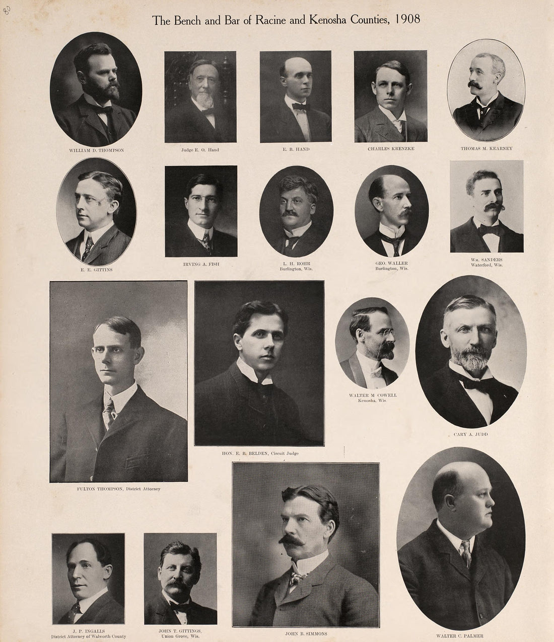 Portraits from Plat Book of Racine and Kenosha Counties, Wisconsin : Including Plats of the Villages, Cities and Townships of the Counties, Map of the State, United States and World, Patrons Directory, Reference Business … 1908 by Relic Map Company