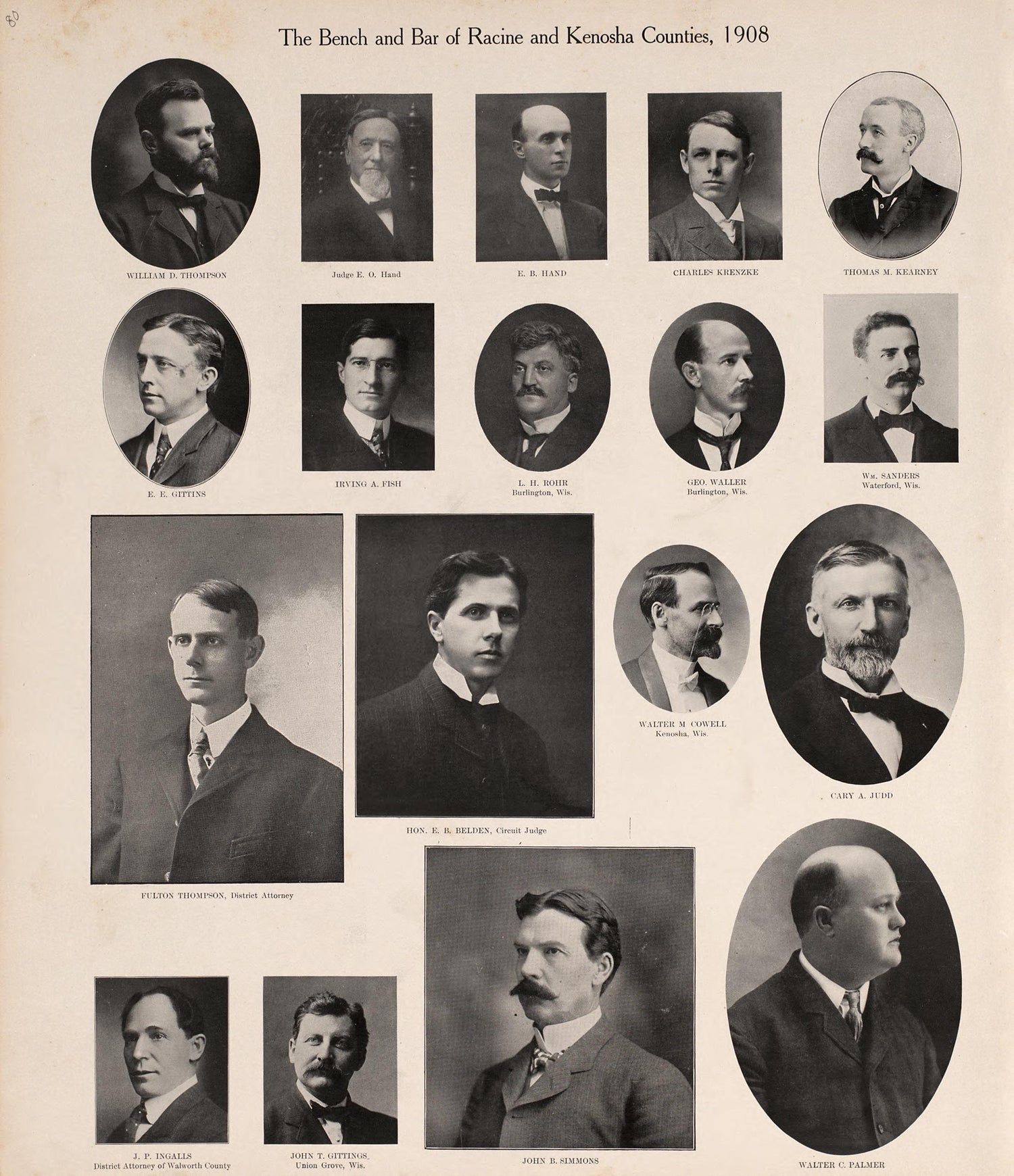Portraits from Plat Book of Racine and Kenosha Counties, Wisconsin : Including Plats of the Villages, Cities and Townships of the Counties, Map of the State, United States and World, Patrons Directory, Reference Business … 1908 by Relic Map Company