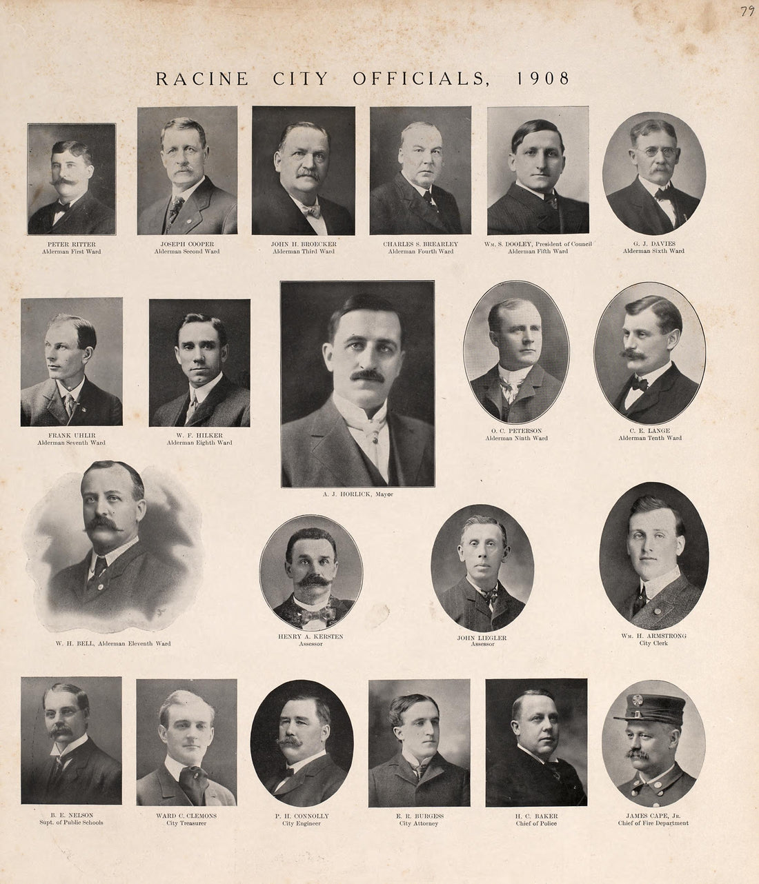 Portraits from Plat Book of Racine and Kenosha Counties, Wisconsin : Including Plats of the Villages, Cities and Townships of the Counties, Map of the State, United States and World, Patrons Directory, Reference Business … 1908 by Relic Map Company