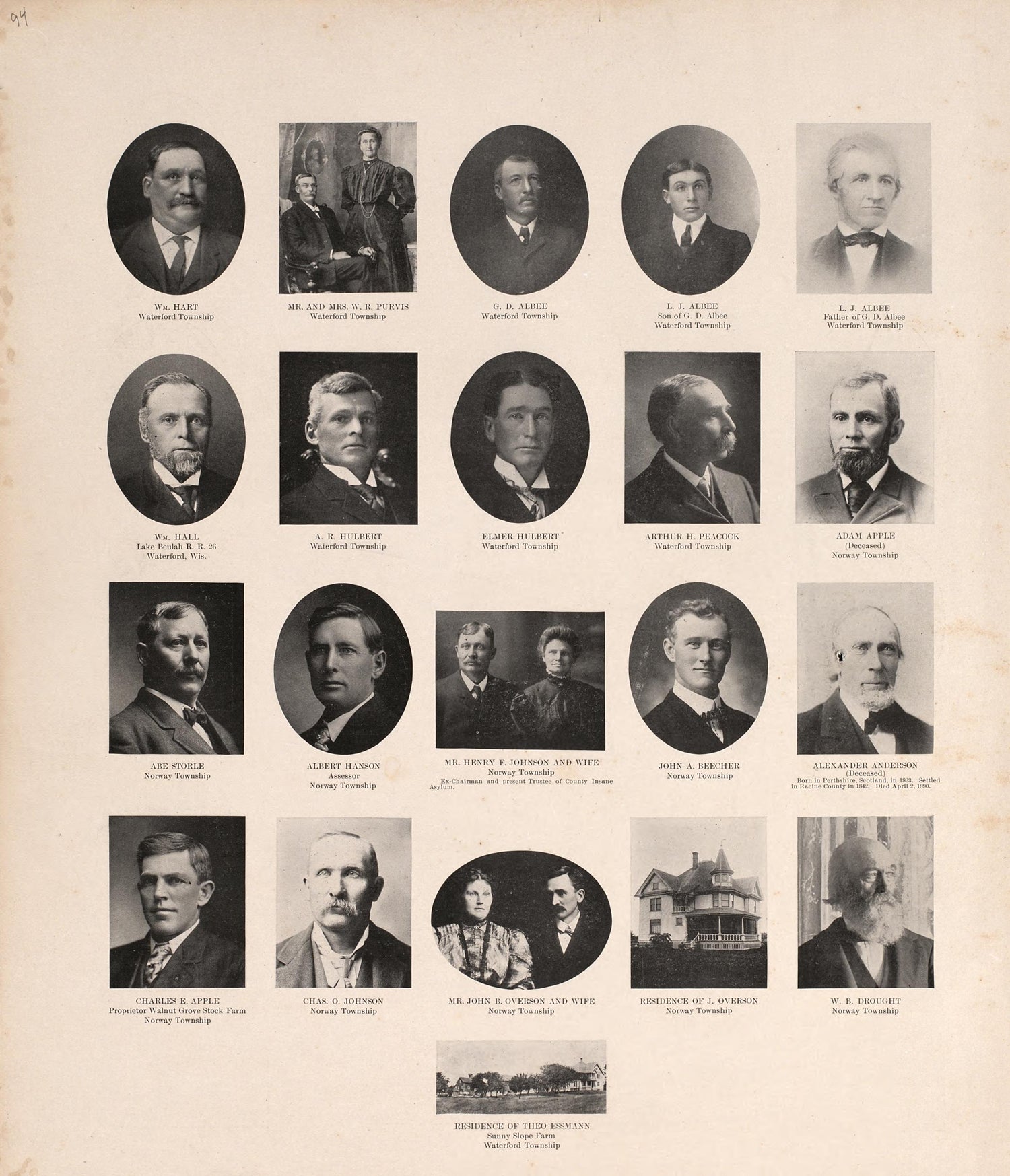 Portraits from Plat Book of Racine and Kenosha Counties, Wisconsin : Including Plats of the Villages, Cities and Townships of the Counties, Map of the State, United States and World, Patrons Directory, Reference Business … 1908 by Relic Map Company