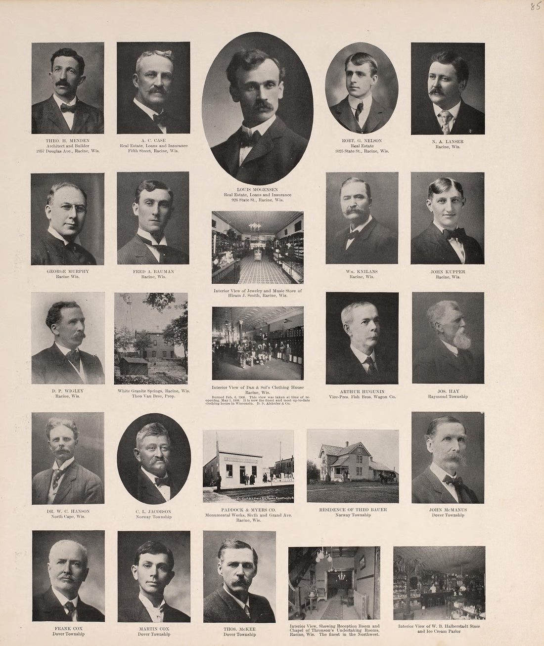 Portraits from Plat Book of Racine and Kenosha Counties, Wisconsin : Including Plats of the Villages, Cities and Townships of the Counties, Map of the State, United States and World, Patrons Directory, Reference Business … 1908 by Relic Map Company