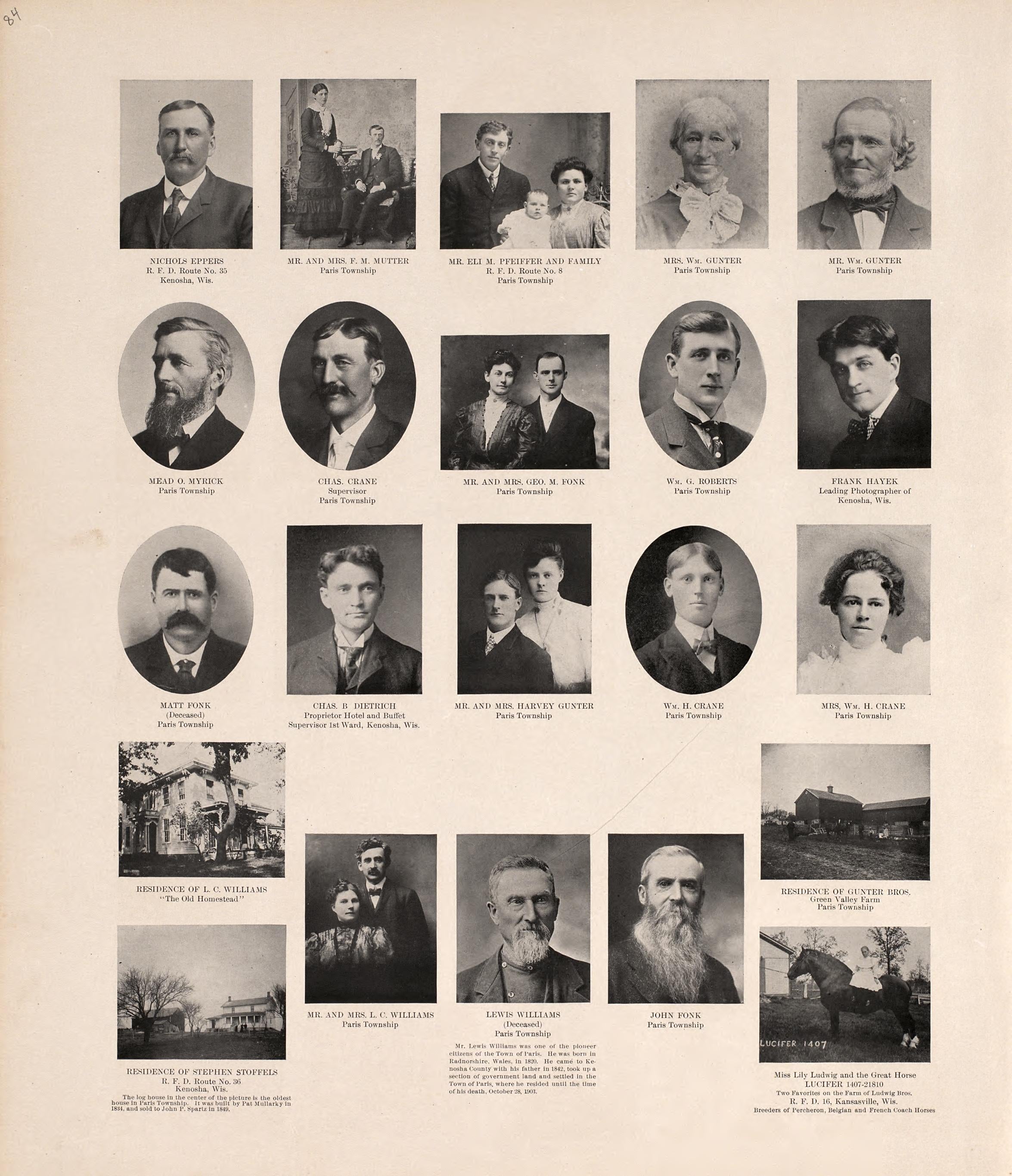 Portraits from Plat Book of Racine and Kenosha Counties, Wisconsin : Including Plats of the Villages, Cities and Townships of the Counties, Map of the State, United States and World, Patrons Directory, Reference Business … 1908 by Relic Map Company