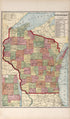 Wisconsin from Plat Book of Racine and Kenosha Counties, Wisconsin : Including Plats of the Villages, Cities and Townships of the Counties, Map of the State, United States and World, Patrons Directory, Reference Business … 1908 by Relic Map Company