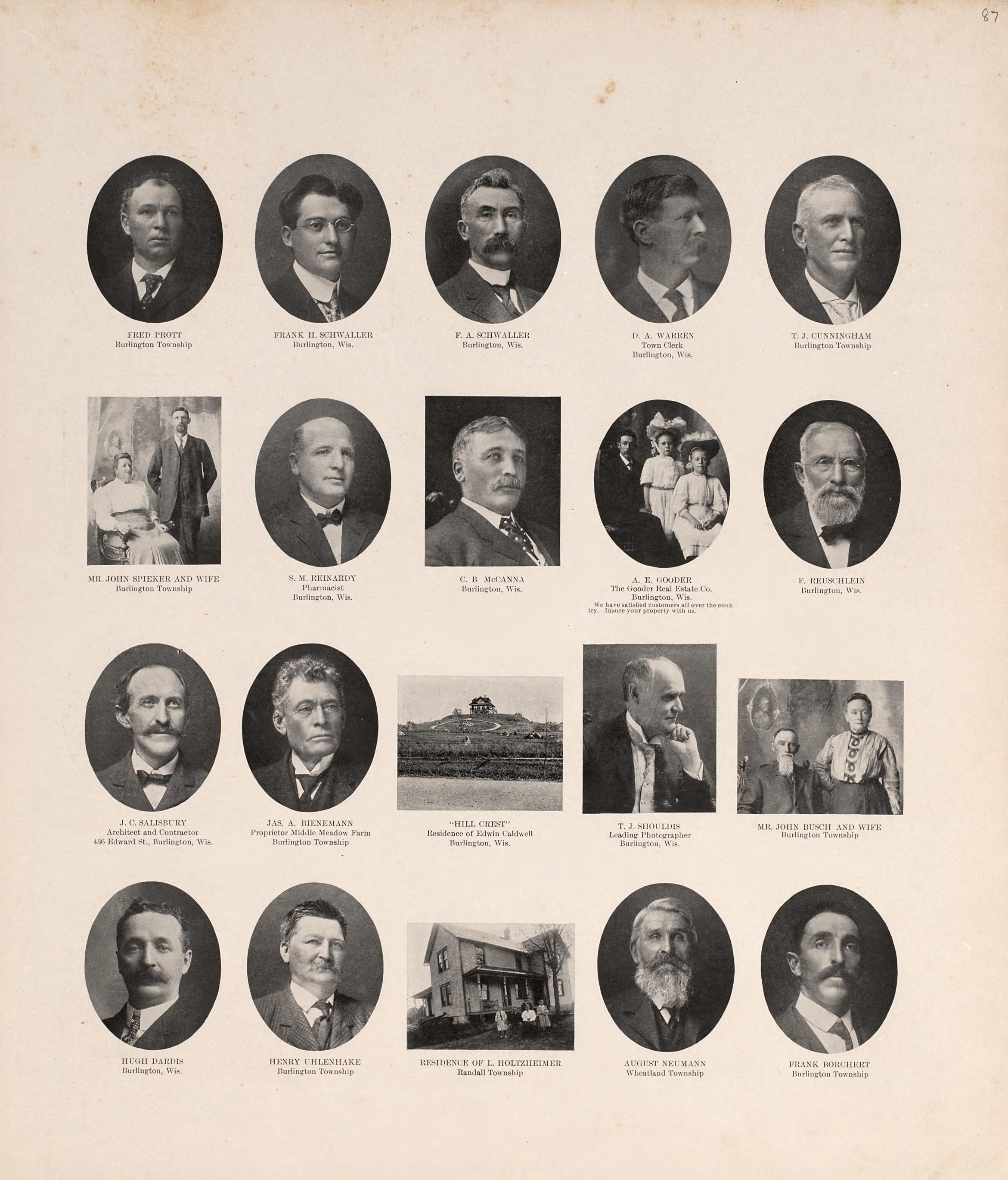 Portraits from Plat Book of Racine and Kenosha Counties, Wisconsin : Including Plats of the Villages, Cities and Townships of the Counties, Map of the State, United States and World, Patrons Directory, Reference Business … 1908 by Relic Map Company