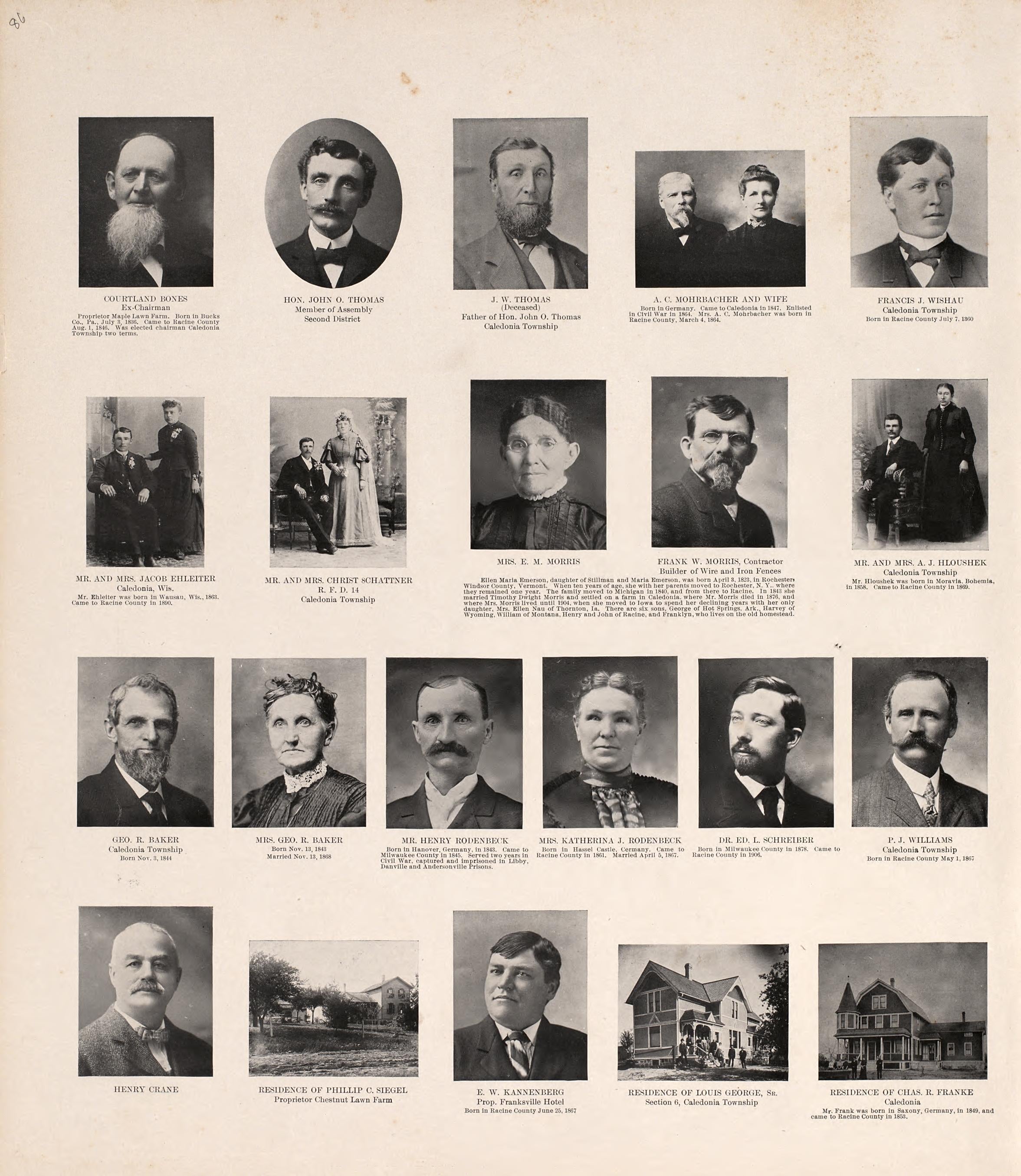 Portraits from Plat Book of Racine and Kenosha Counties, Wisconsin : Including Plats of the Villages, Cities and Townships of the Counties, Map of the State, United States and World, Patrons Directory, Reference Business … 1908 by Relic Map Company
