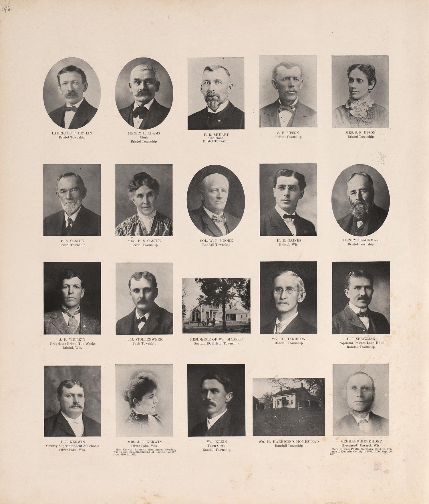 Portraits from Plat Book of Racine and Kenosha Counties, Wisconsin : Including Plats of the Villages, Cities and Townships of the Counties, Map of the State, United States and World, Patrons Directory, Reference Business … 1908 by Relic Map Company