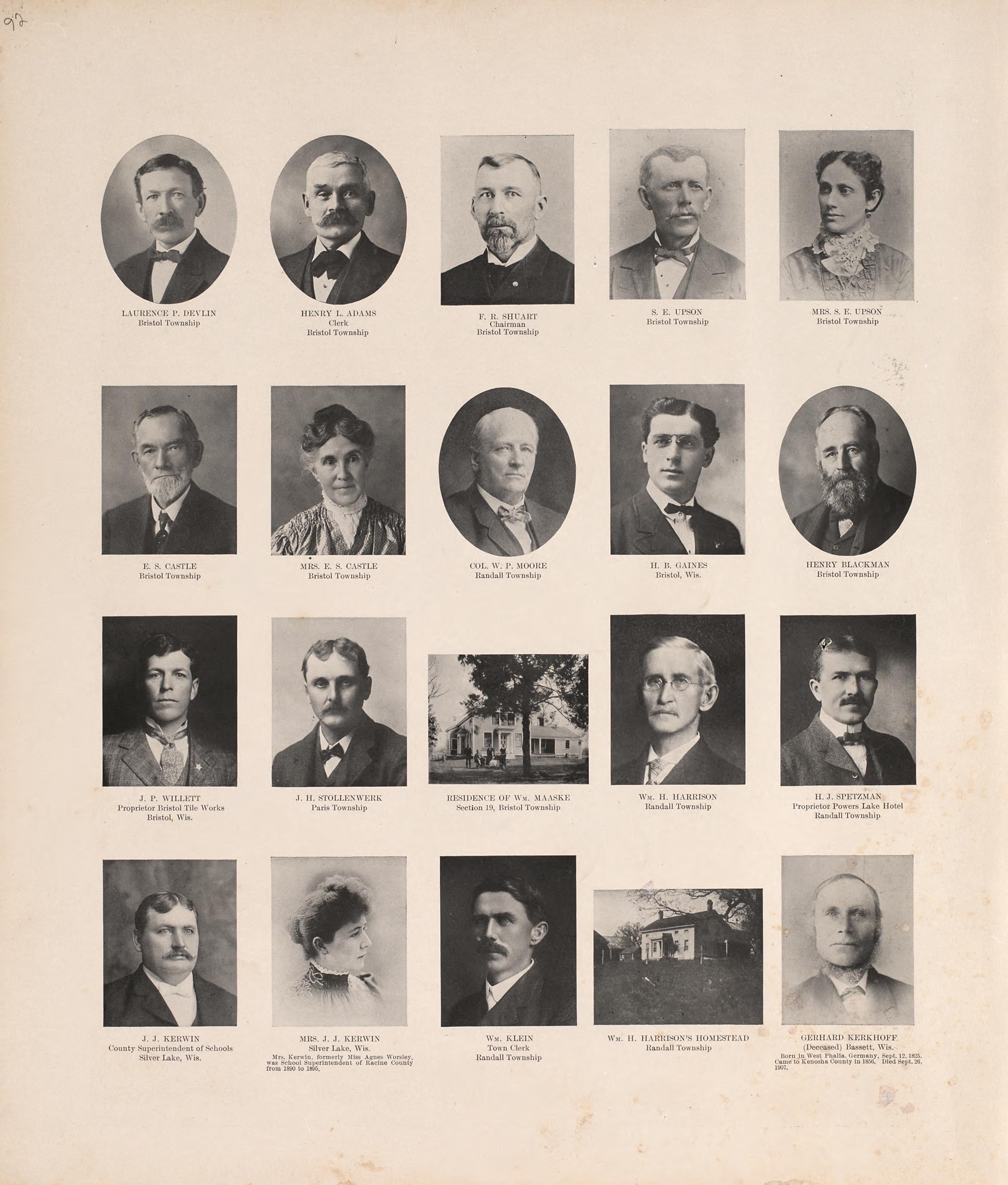 Portraits from Plat Book of Racine and Kenosha Counties, Wisconsin : Including Plats of the Villages, Cities and Townships of the Counties, Map of the State, United States and World, Patrons Directory, Reference Business … 1908 by Relic Map Company