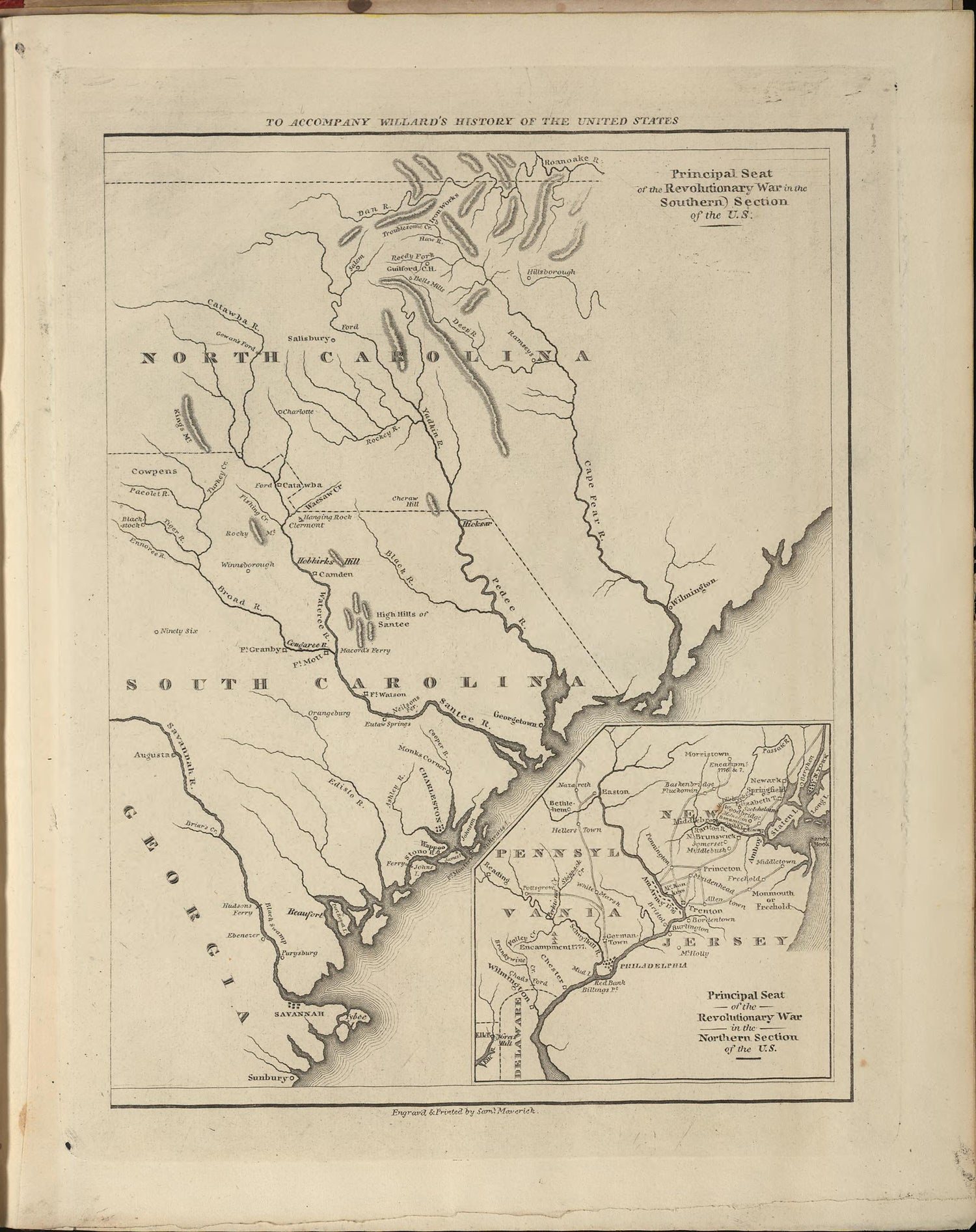 Principal Seat of the Revolutionary War In the Southern Section of the U.S. from a Series of Maps to Willard&