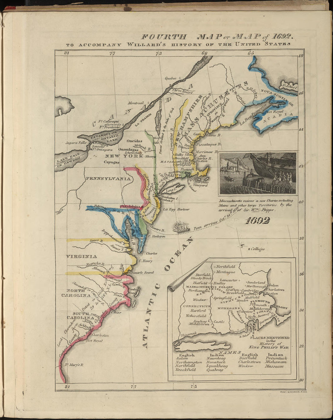 Fourth Map Or Map of 1692 from a Series of Maps to Willard&