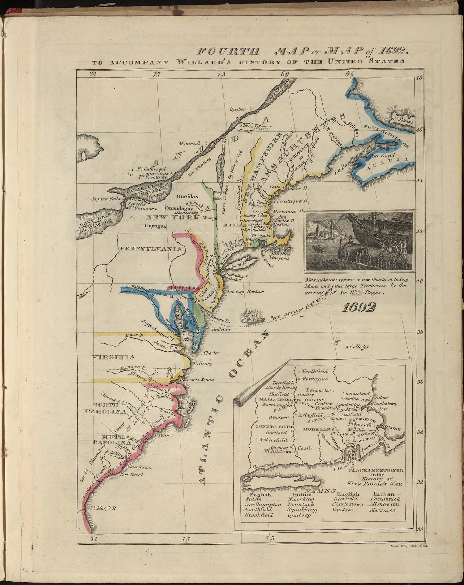 Fourth Map Or Map of 1692 from a Series of Maps to Willard&
