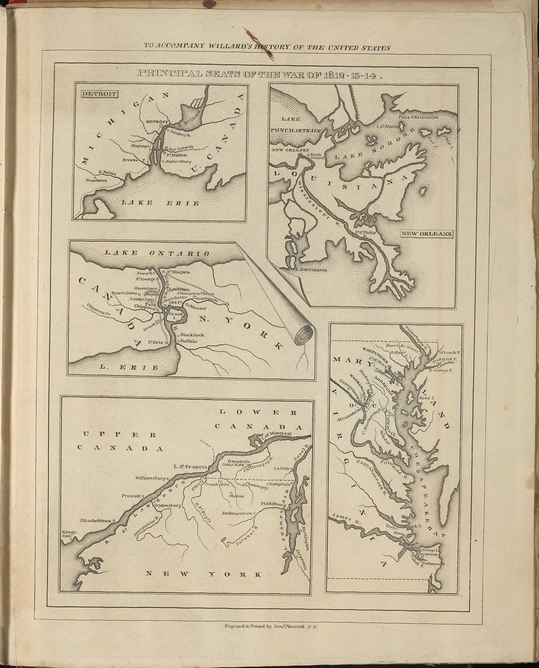 Principal Seats of War 1812-13-14 from a Series of Maps to Willard&