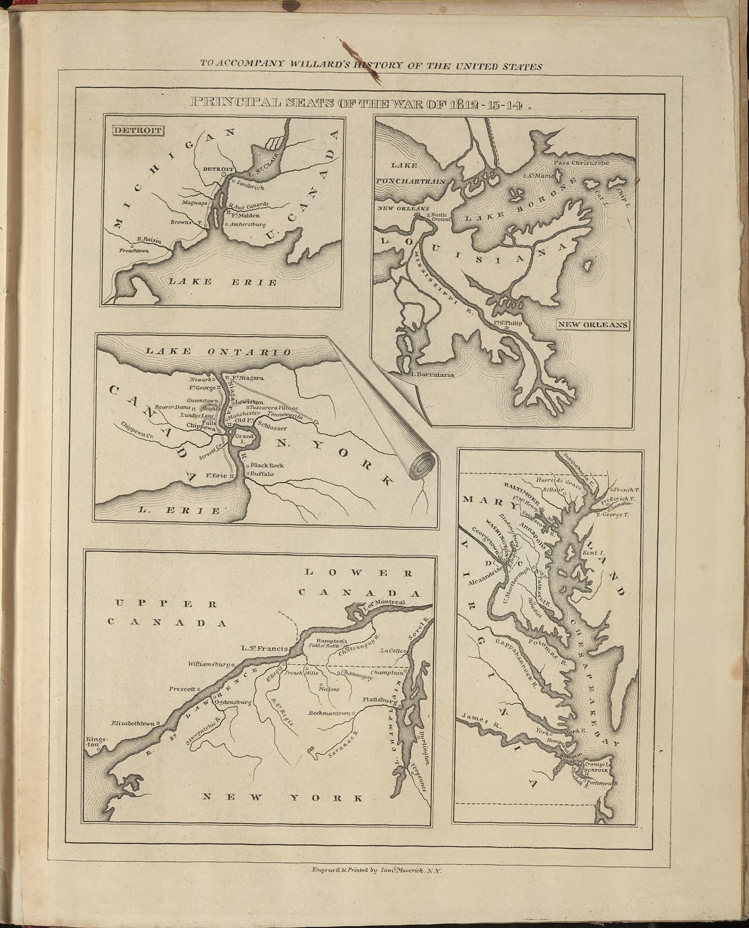 Principal Seats of War 1812-13-14 from a Series of Maps to Willard&