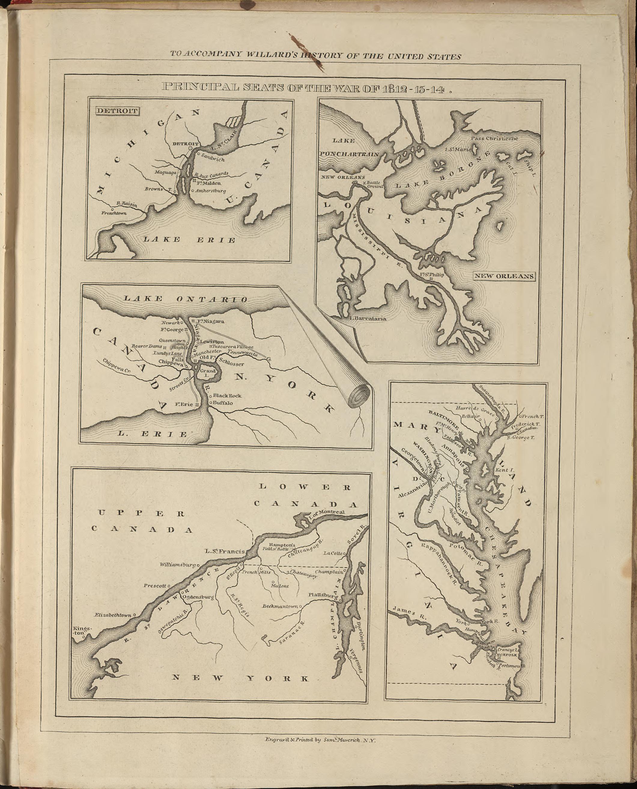 Principal Seats of War 1812-13-14 from a Series of Maps to Willard&