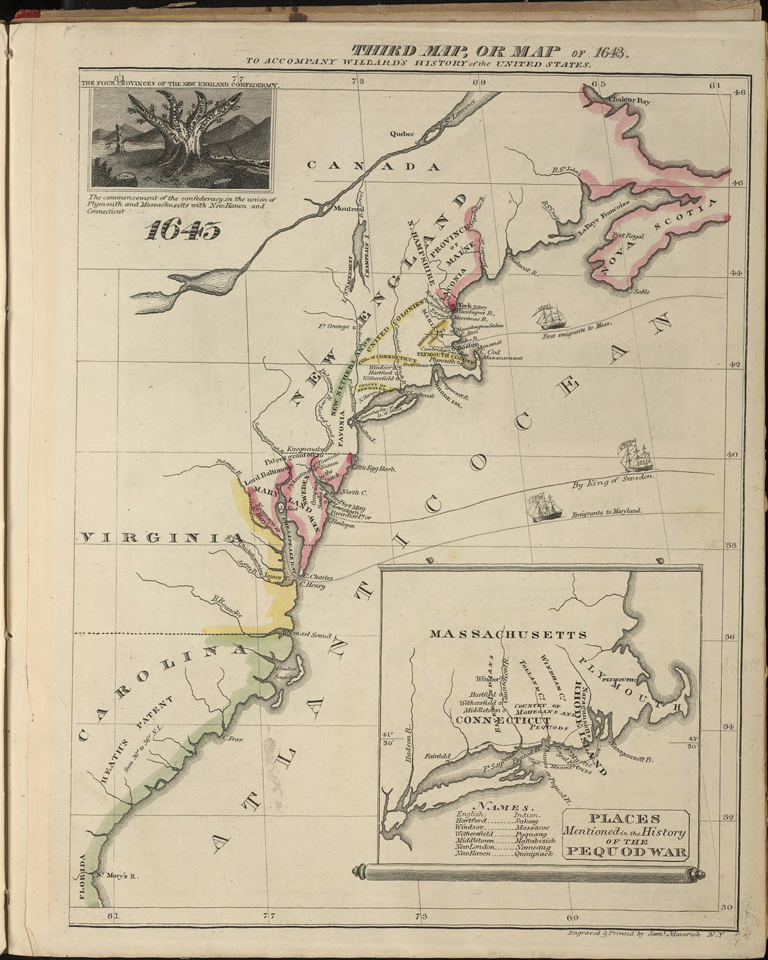 Third Map Or Map of 1643 from a Series of Maps to Willard&