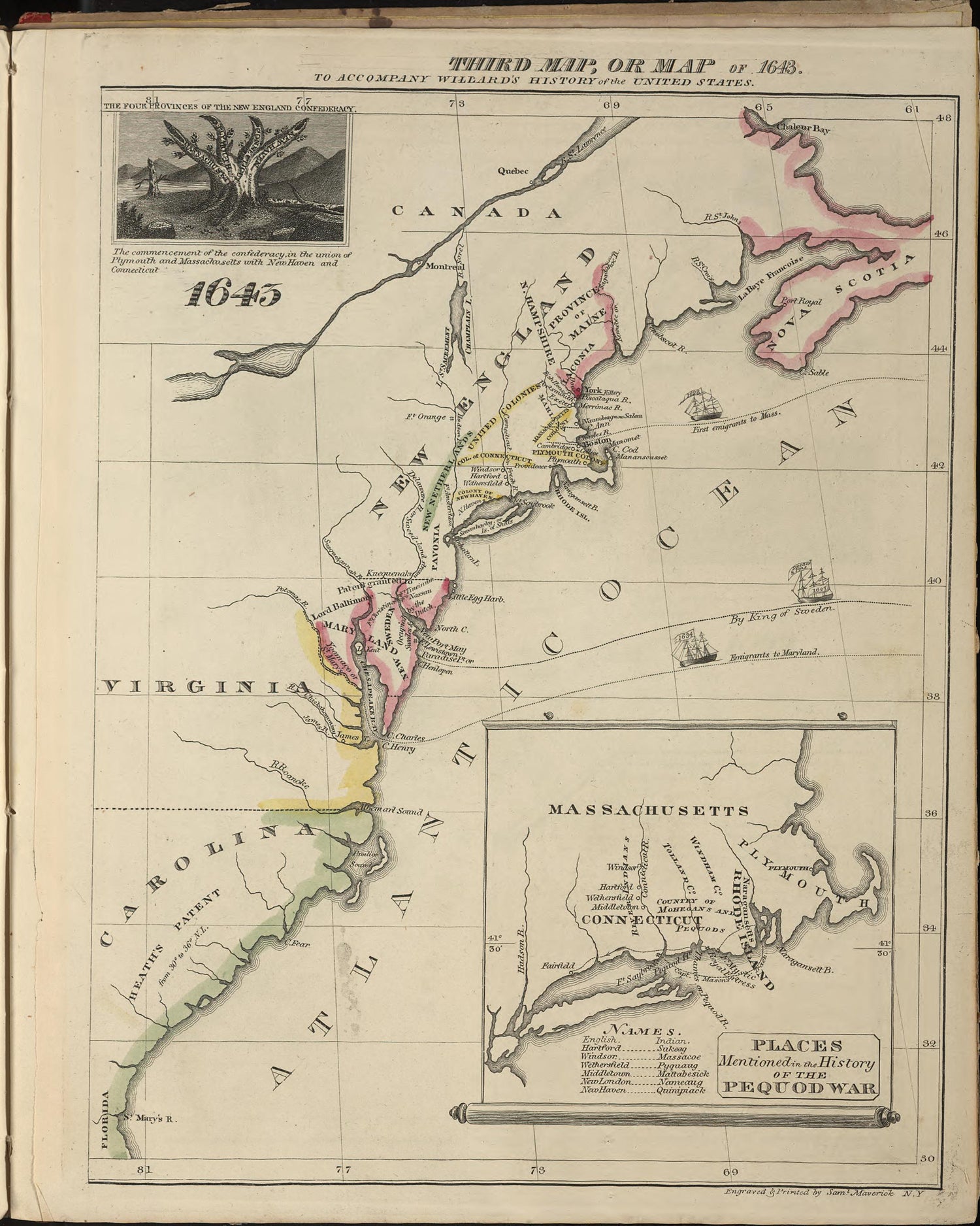 Third Map Or Map of 1643 from a Series of Maps to Willard&