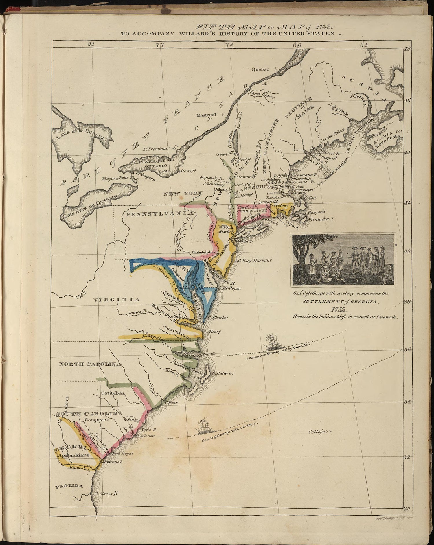 Fifth Map Or Map of 1733 from a Series of Maps to Willard&