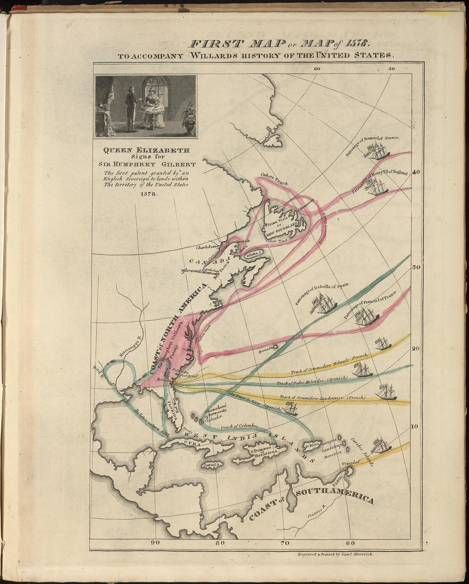 First Map Or Map of 1578 from a Series of Maps to Willard&
