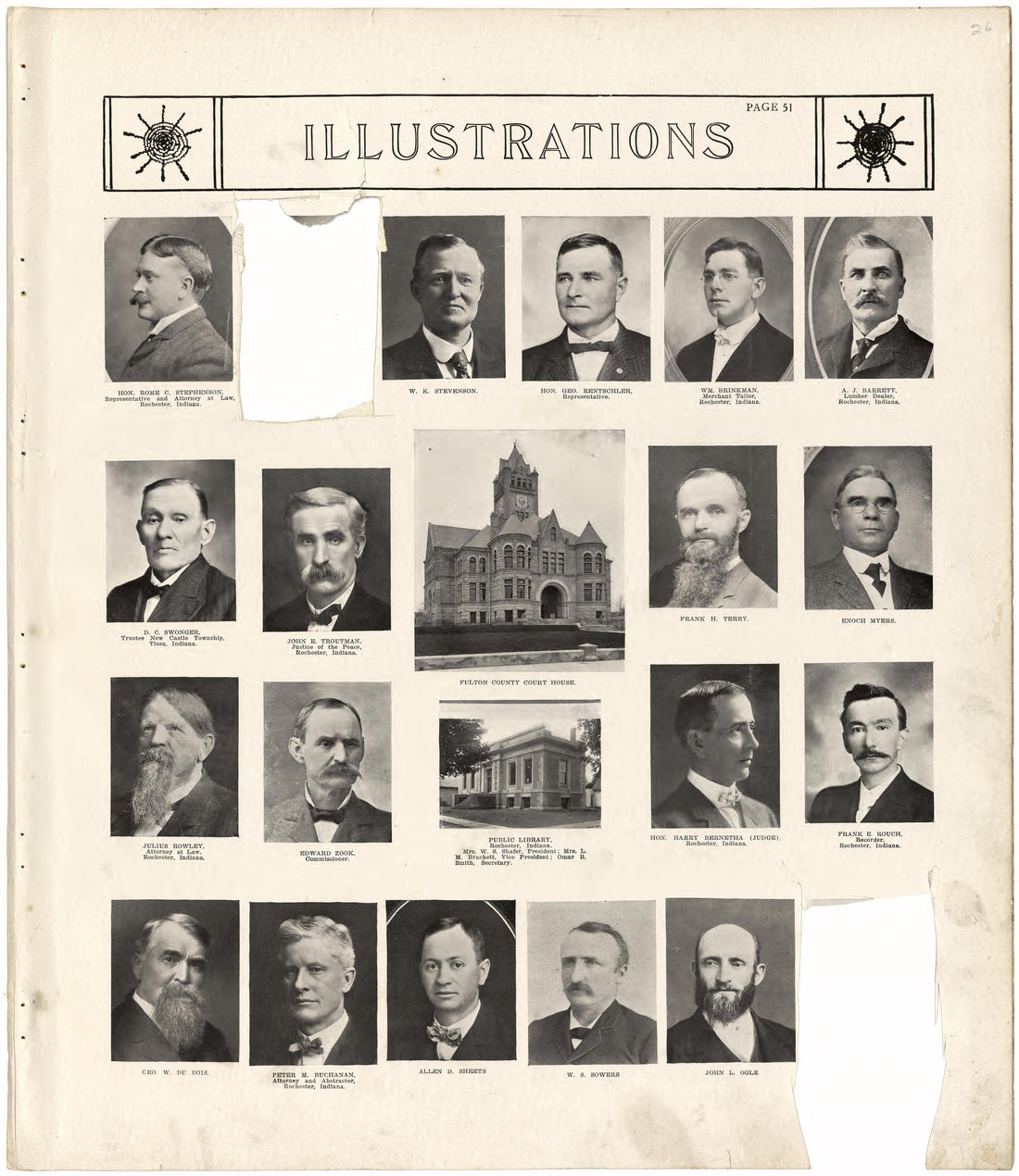 Illustrations from Standard Atlas of Fulton County, Indiana : Including a Plat Book of the Villages, Cities and Townships of the County, Map of the State, United States and World, Patrons Directory, Reference Business … 1907 by Relic Map Company