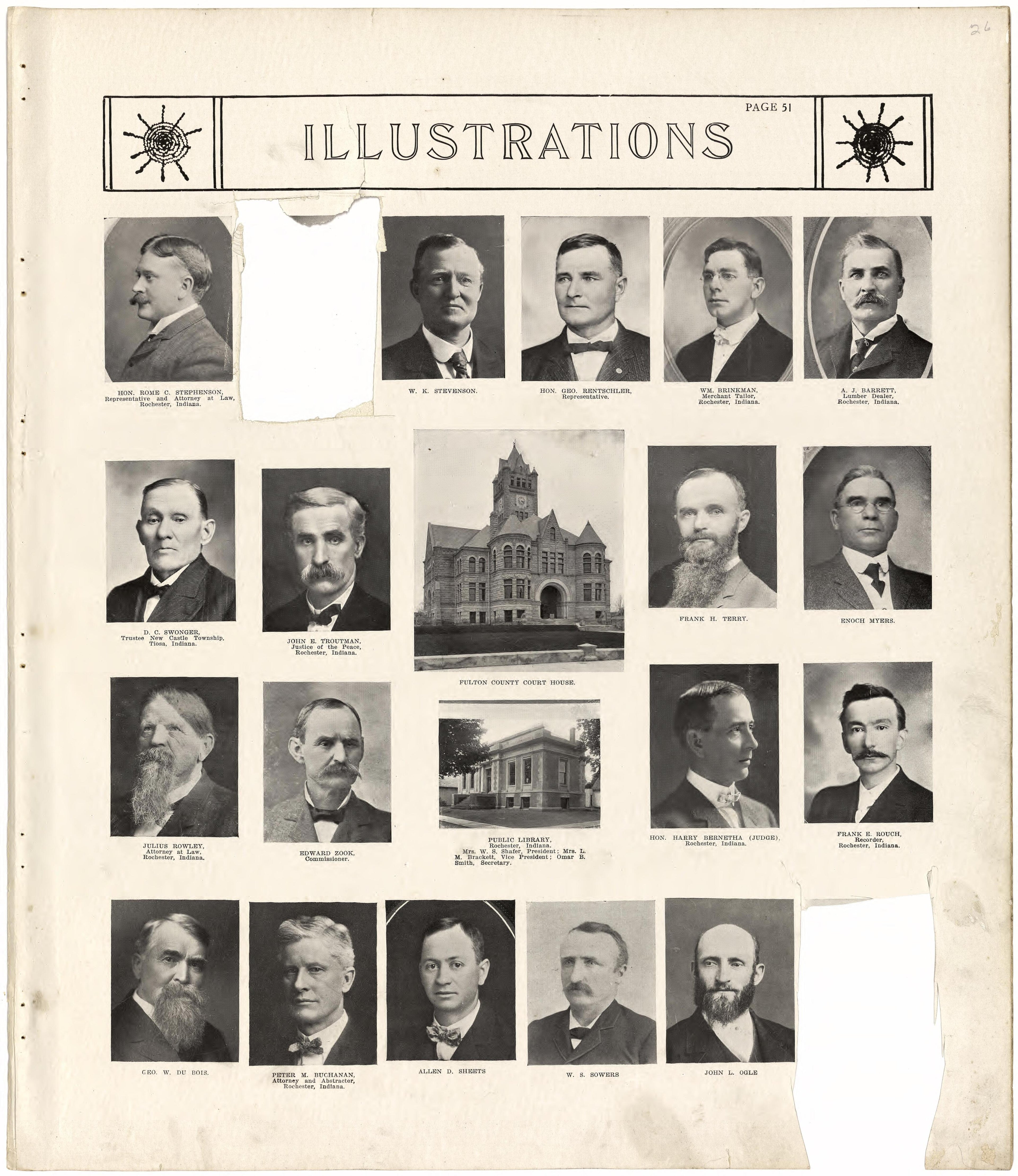 Illustrations from Standard Atlas of Fulton County, Indiana : Including a Plat Book of the Villages, Cities and Townships of the County, Map of the State, United States and World, Patrons Directory, Reference Business … 1907 by Relic Map Company