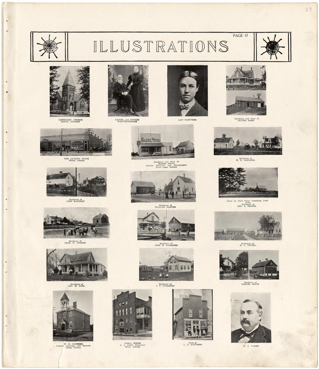 Illustrations from Standard Atlas of Fulton County, Indiana : Including a Plat Book of the Villages, Cities and Townships of the County, Map of the State, United States and World, Patrons Directory, Reference Business … 1907 by Relic Map Company