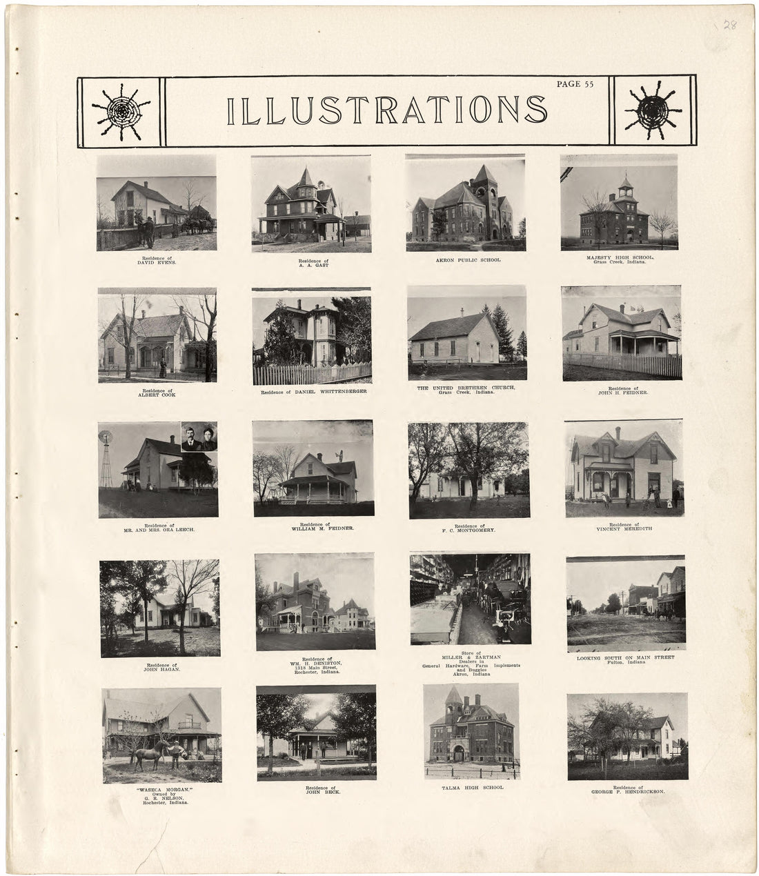 Illustrations from Standard Atlas of Fulton County, Indiana : Including a Plat Book of the Villages, Cities and Townships of the County, Map of the State, United States and World, Patrons Directory, Reference Business … 1907 by Relic Map Company