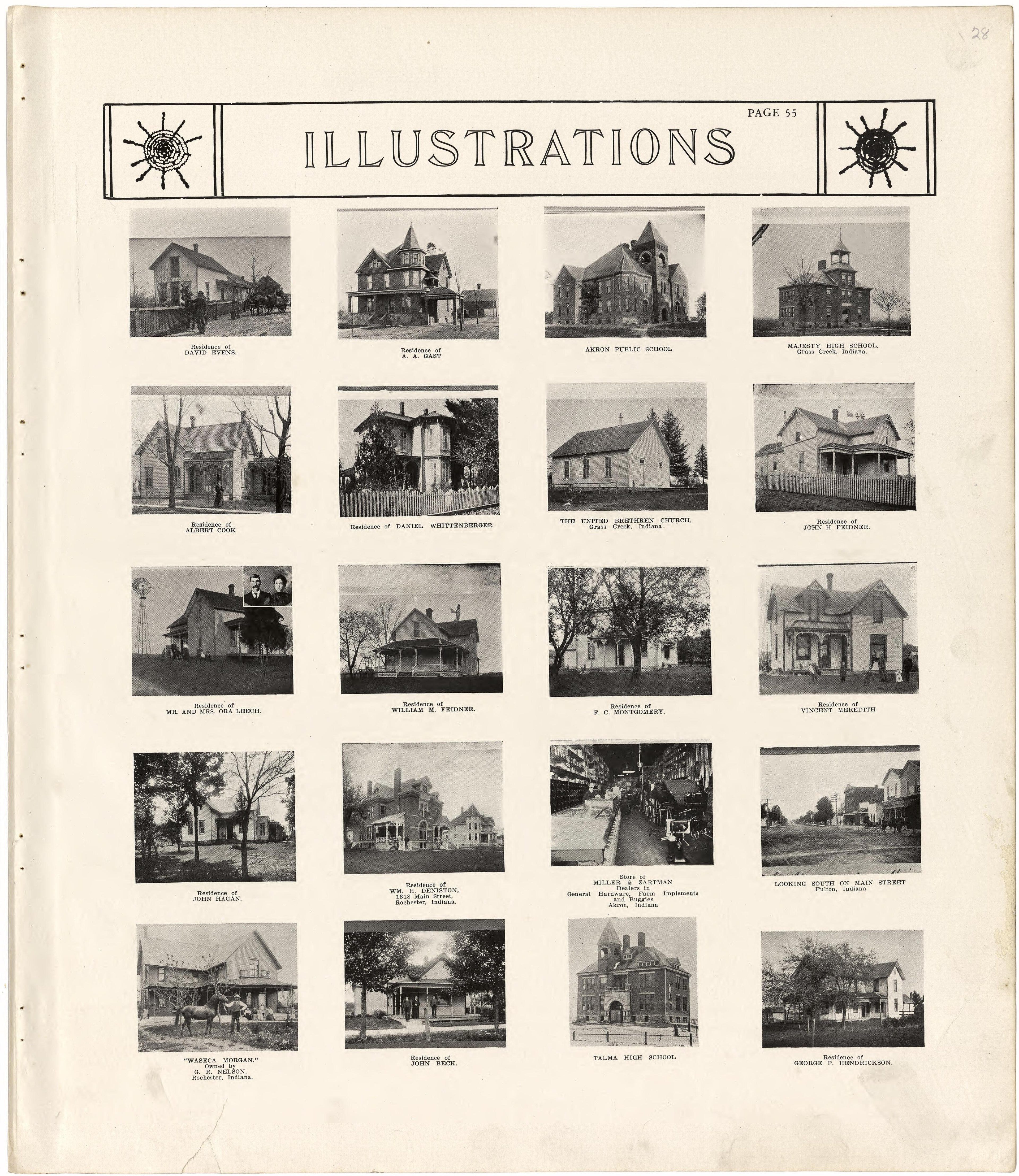 Illustrations from Standard Atlas of Fulton County, Indiana : Including a Plat Book of the Villages, Cities and Townships of the County, Map of the State, United States and World, Patrons Directory, Reference Business … 1907 by Relic Map Company
