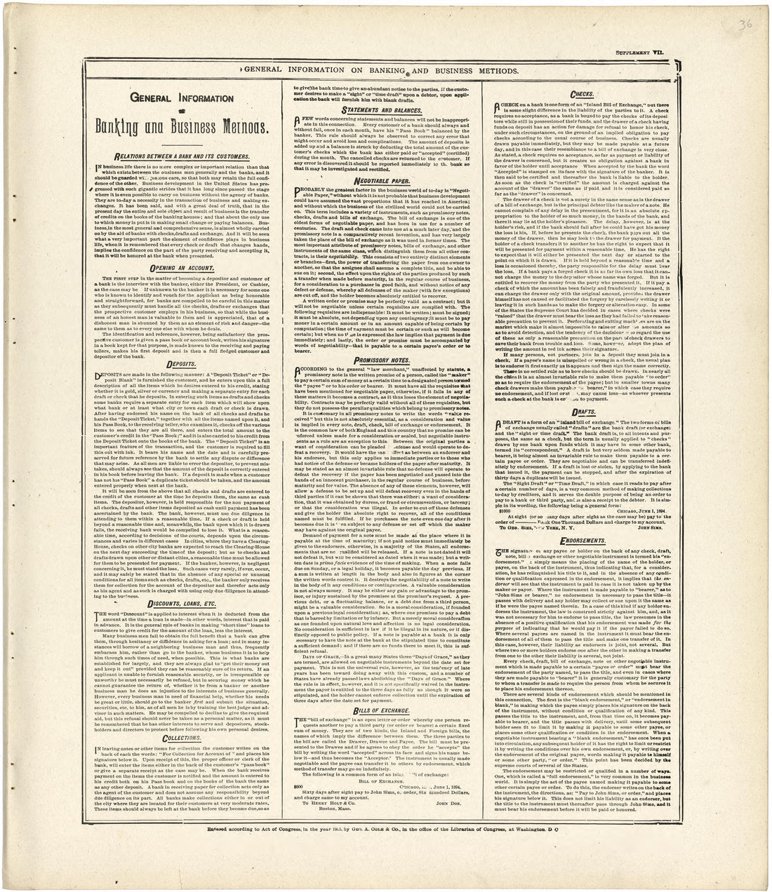 General Information On Banking and Business Methods from Standard Atlas of Fulton County, Indiana : Including a Plat Book of the Villages, Cities and Townships of the County, Map of the State, United States and World, Patrons Directory, Reference Busi... by Relic Map Company