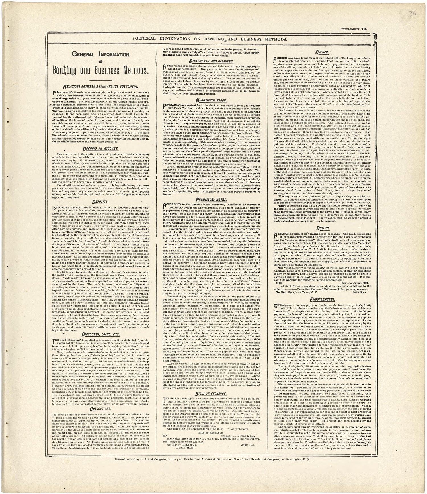 General Information On Banking and Business Methods from Standard Atlas of Fulton County, Indiana : Including a Plat Book of the Villages, Cities and Townships of the County, Map of the State, United States and World, Patrons Directory, Reference Busi... by Relic Map Company