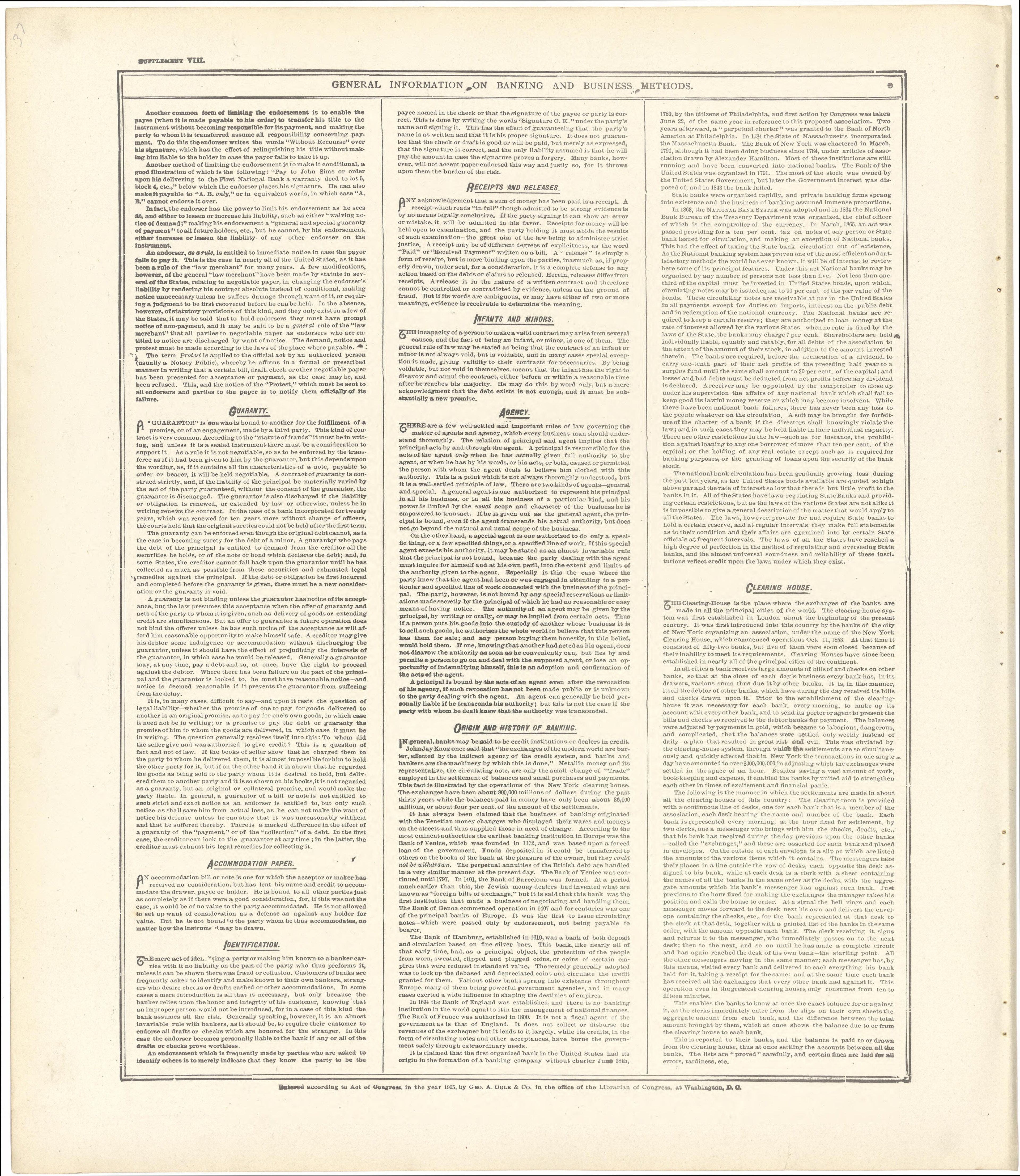 General Information On Banking and Business Methods from Standard Atlas of Fulton County, Indiana : Including a Plat Book of the Villages, Cities and Townships of the County, Map of the State, United States and World, Patrons Directory, Reference Busi... by Relic Map Company
