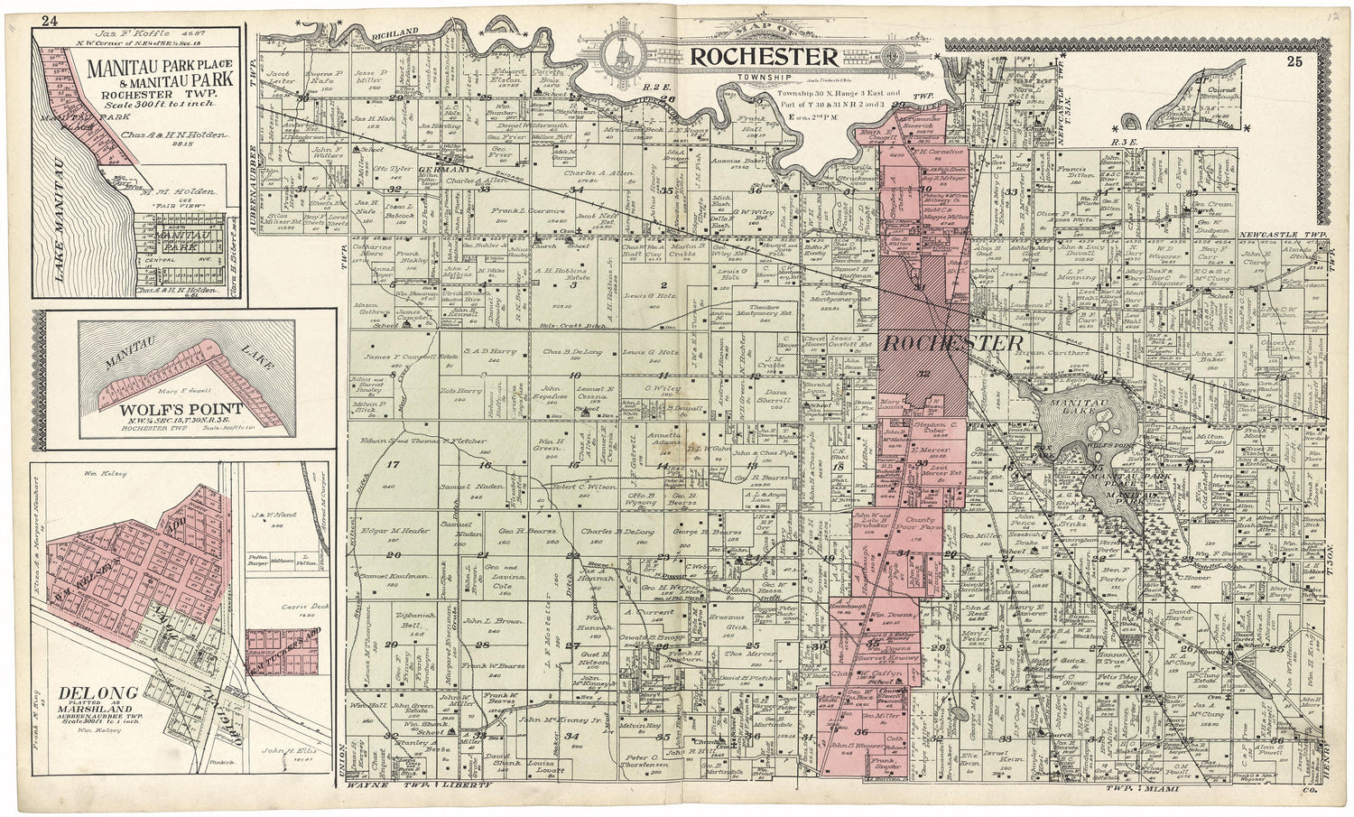 Map of Rochester Township from Standard Atlas of Fulton County, Indiana : Including a Plat Book of the Villages, Cities and Townships of the County, Map of the State, United States and World, Patrons Directory, Reference Business … 1907 by Relic Map Company