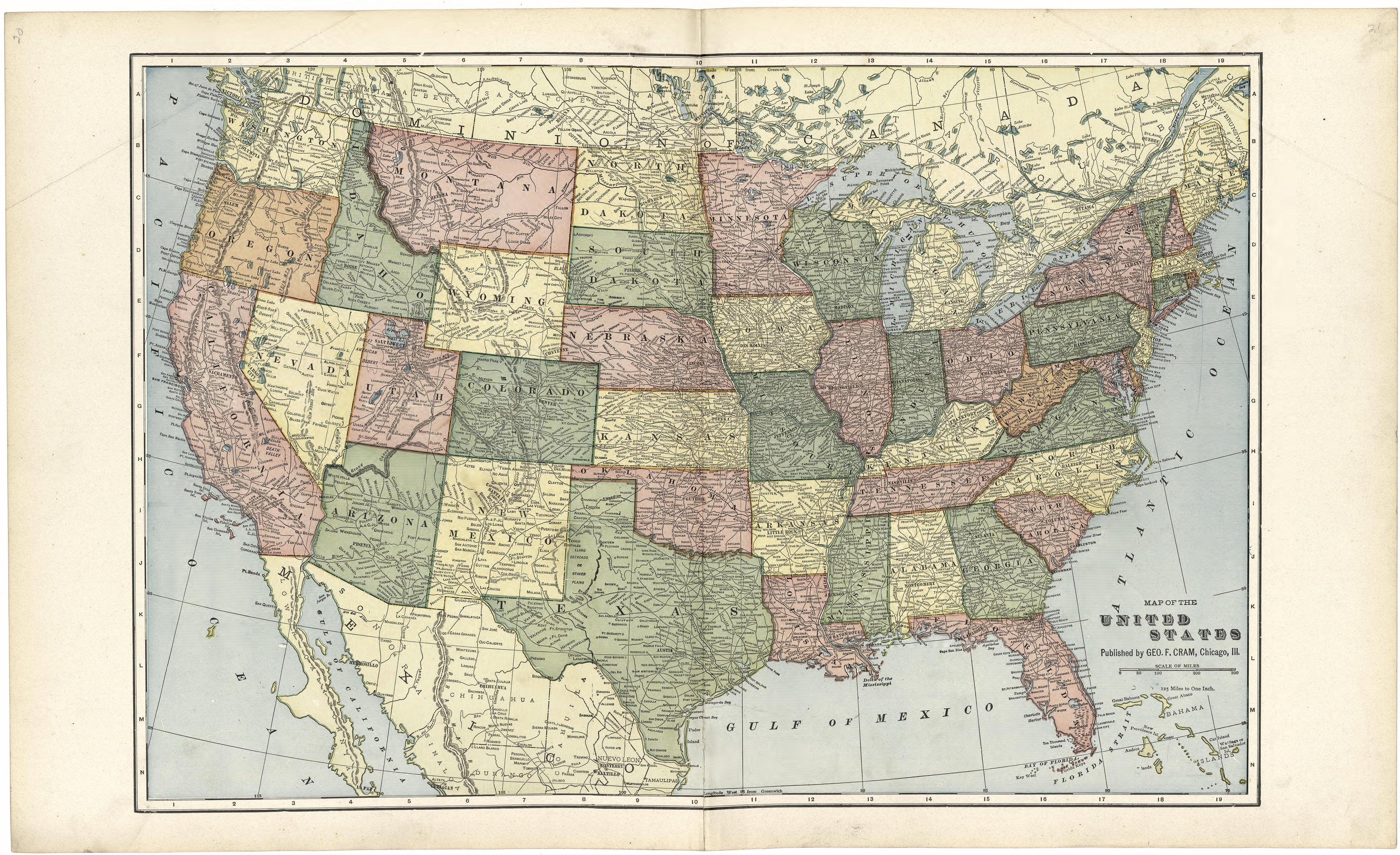 Map of the United States from Standard Atlas of Fulton County, Indiana : Including a Plat Book of the Villages, Cities and Townships of the County, Map of the State, United States and World, Patrons Directory, Reference Business … 1907 by Relic Map Company