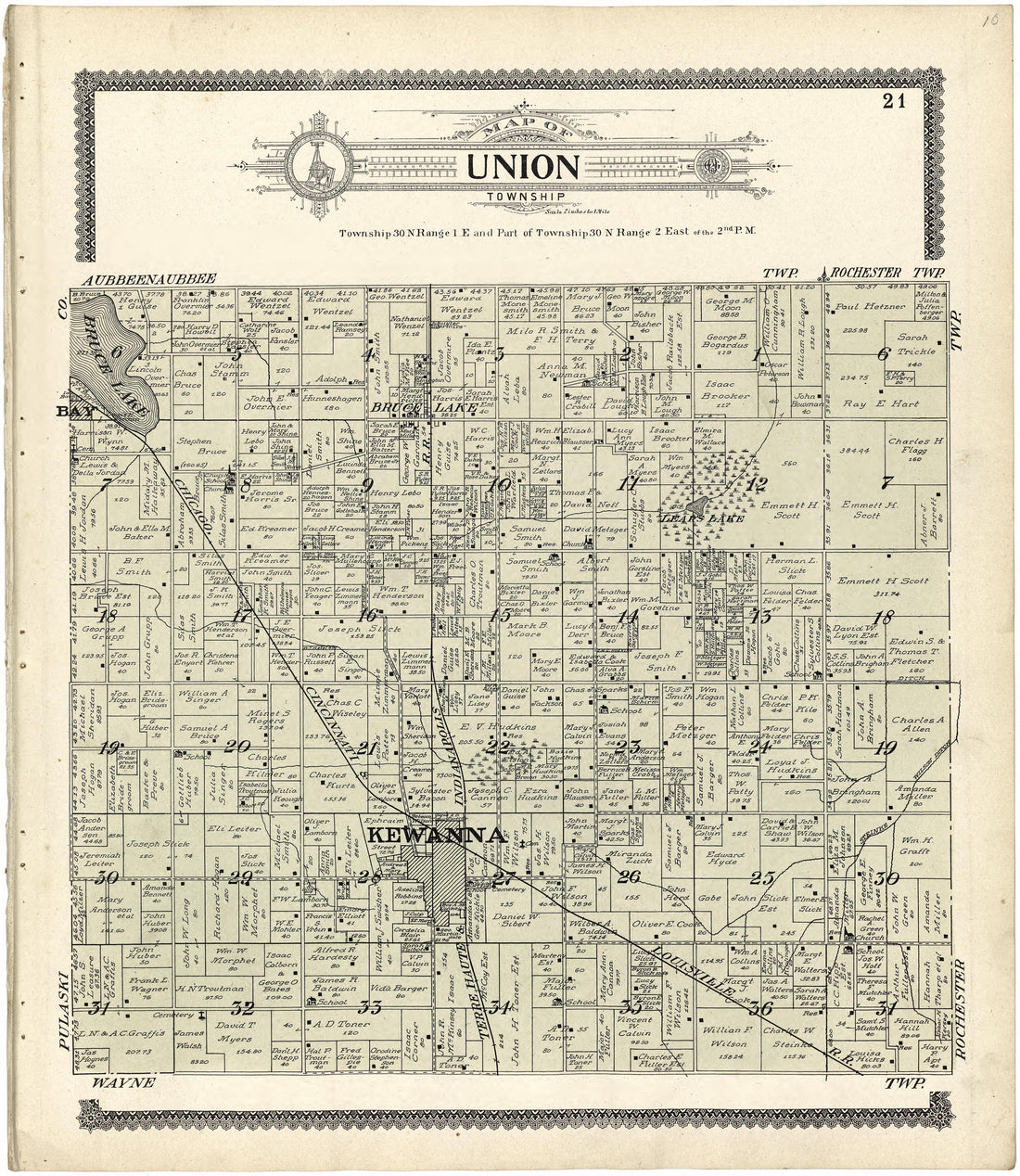 Map of Union Township from Standard Atlas of Fulton County, Indiana : Including a Plat Book of the Villages, Cities and Townships of the County, Map of the State, United States and World, Patrons Directory, Reference Business … 1907 by Relic Map Company