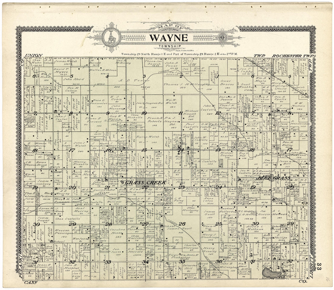 Map of Wayne Township from Standard Atlas of Fulton County, Indiana : Including a Plat Book of the Villages, Cities and Townships of the County, Map of the State, United States and World, Patrons Directory, Reference Business … 1907 by Relic Map Company