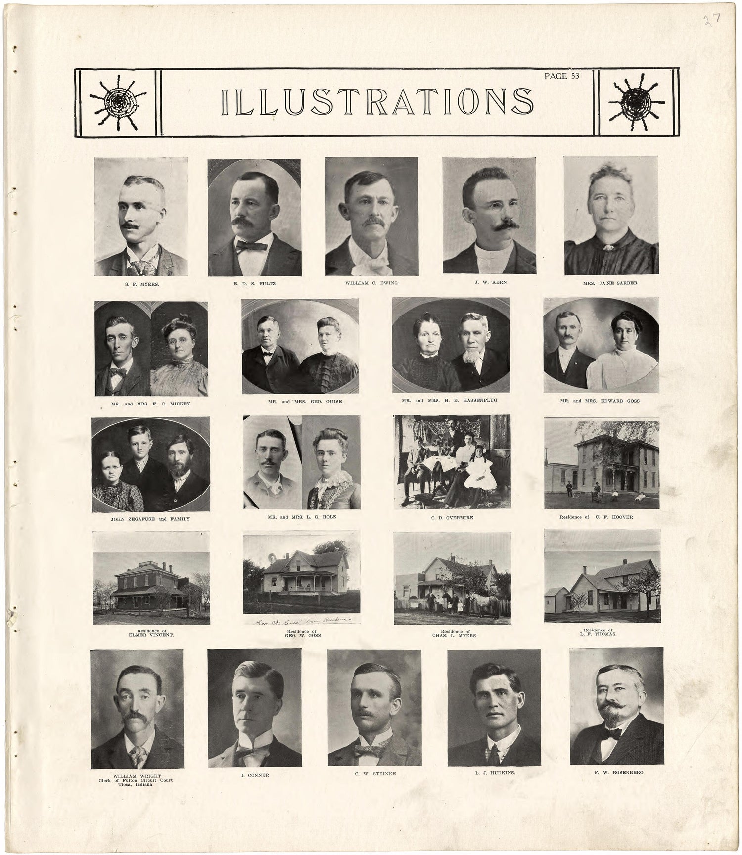 Illustrations from Standard Atlas of Fulton County, Indiana : Including a Plat Book of the Villages, Cities and Townships of the County, Map of the State, United States and World, Patrons Directory, Reference Business … 1907 by Relic Map Company