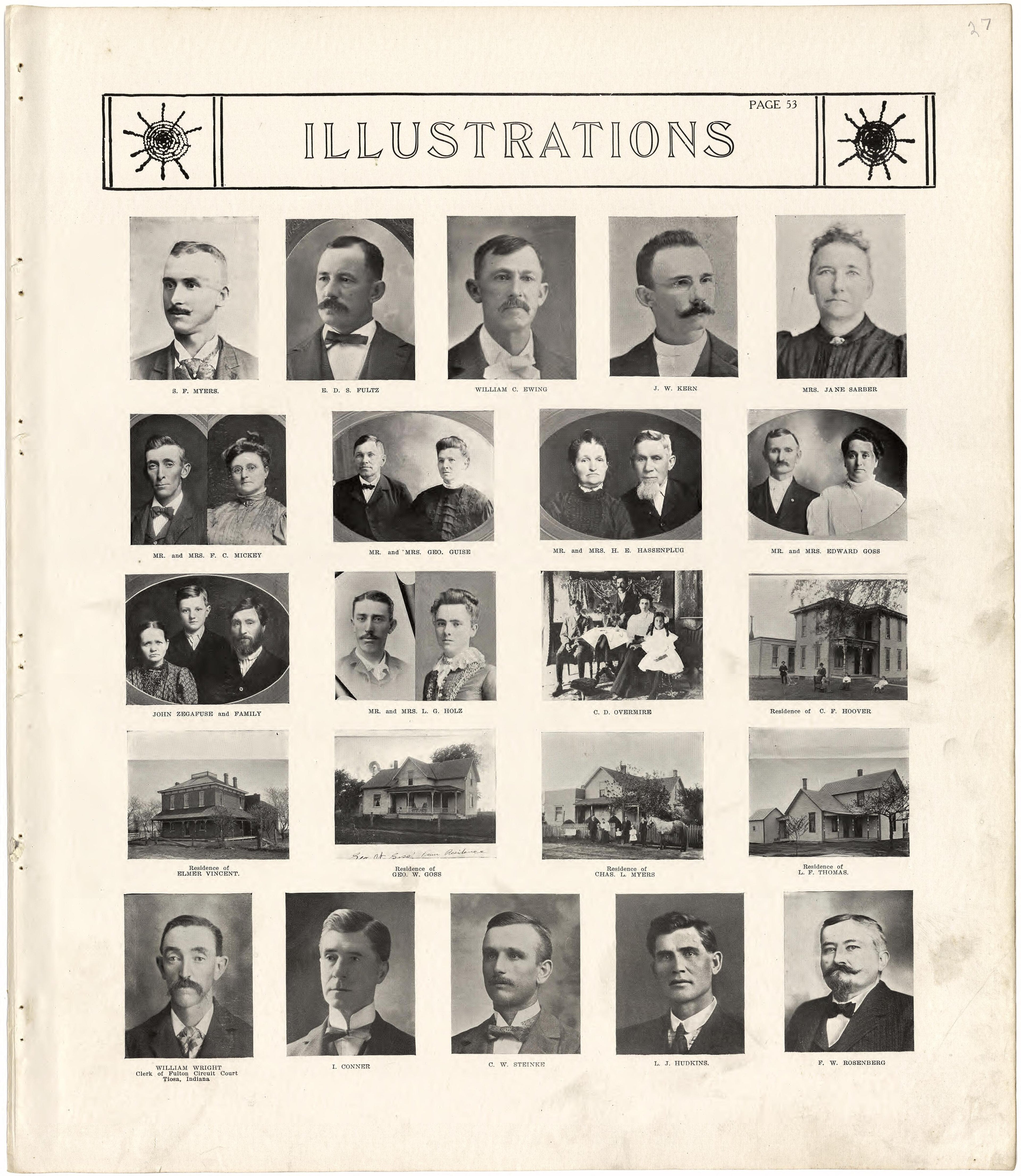 Illustrations from Standard Atlas of Fulton County, Indiana : Including a Plat Book of the Villages, Cities and Townships of the County, Map of the State, United States and World, Patrons Directory, Reference Business … 1907 by Relic Map Company
