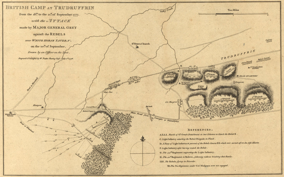 British Camp at Trudruffrin, September 1777 from Atlas of the Battles of the American Revolution, Together With Maps Shewing the Routes of the British and American Armies, Plans of Cities, Surveys of Harbors, &amp;c 1845 by Relic Map Company