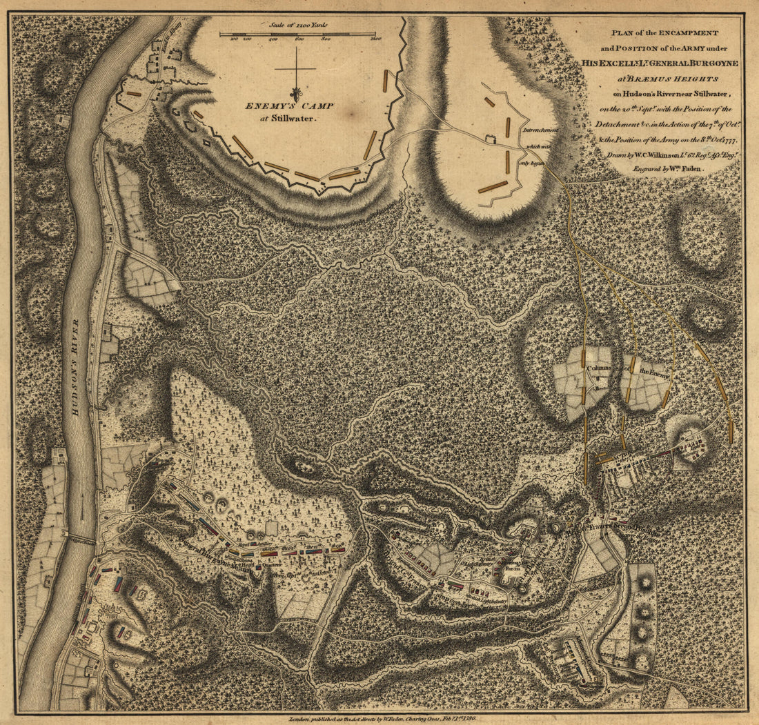 Plan of Position of Army Under Gen. Burgoyne, 20 September - 7 October 1777 from Atlas of the Battles of the American Revolution, Together With Maps Shewing the Routes of the British and American Armies, Plans of Cities, Surveys of Harbors, &amp;c 1845 by Relic Map Company