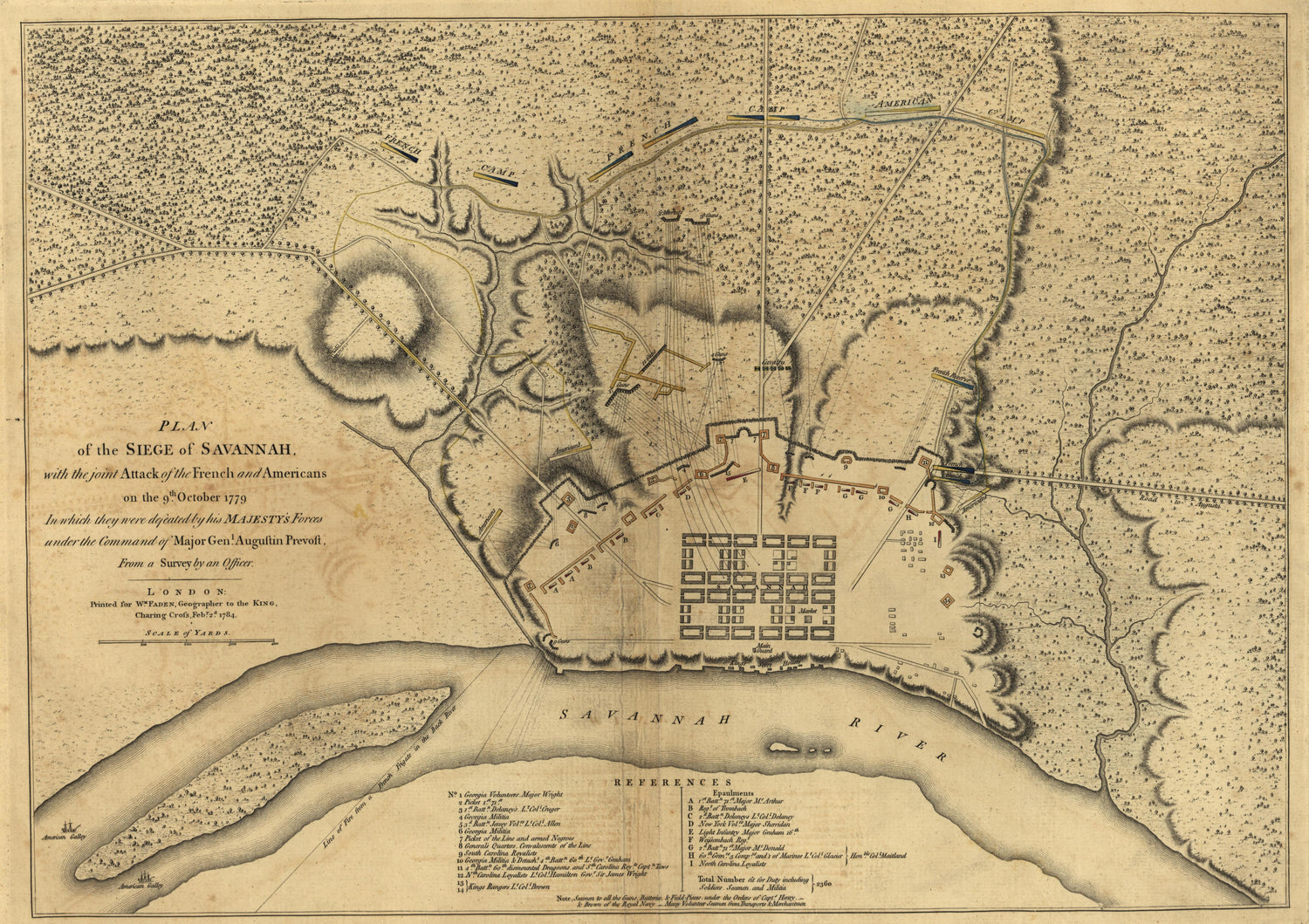 Siege of Savannah, 1779 from Atlas of the Battles of the American Revolution, Together With Maps Shewing the Routes of the British and American Armies, Plans of Cities, Surveys of Harbors, &amp;c 1845 by Relic Map Company