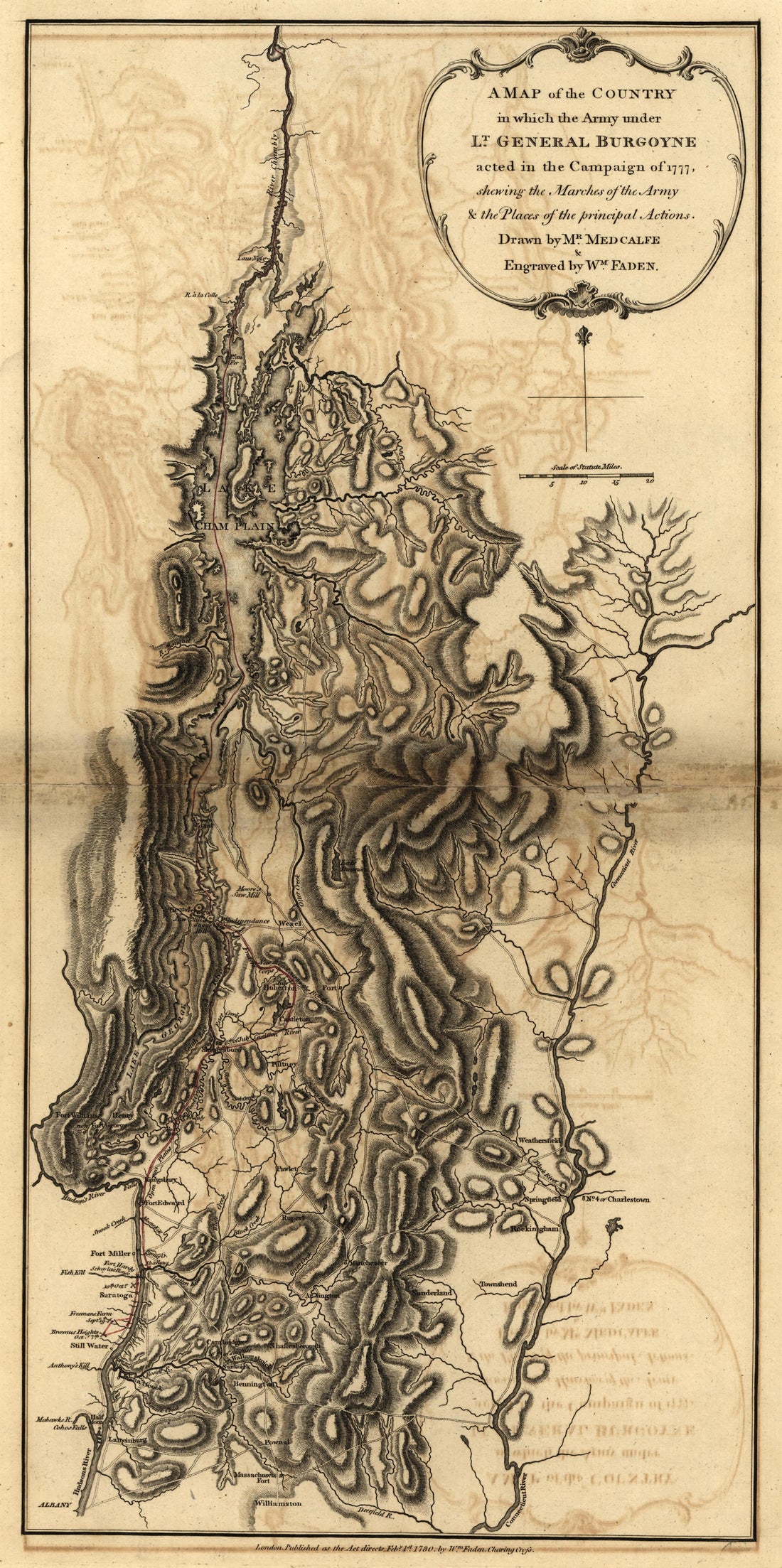 Map In Which the Army of Gen. Burgoyne Acted In the Campaign of 1777 from Atlas of the Battles of the American Revolution, Together With Maps Shewing the Routes of the British and American Armies, Plans of Cities, Surveys of Harbors, &amp;c 1845 by Relic Map Company