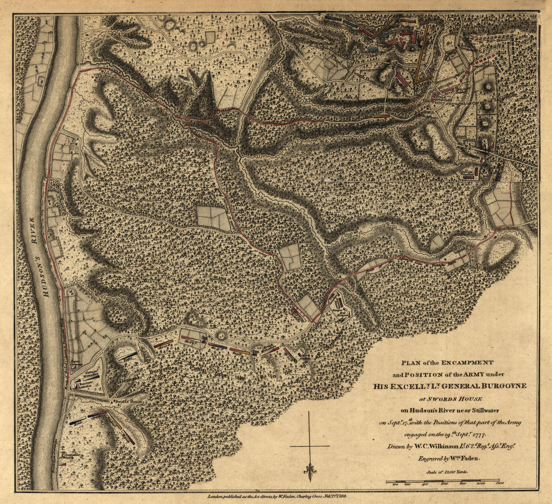 Plan of Position of Army Under Gen. Burgoyne, 17 &amp; 19 September 1777 (3rd &amp; 4th Positions) from Atlas of the Battles of the American Revolution, Together With Maps Shewing the Routes of the British and American Armies, Plans of Cities, Surveys of Harb... by Relic Map Company
