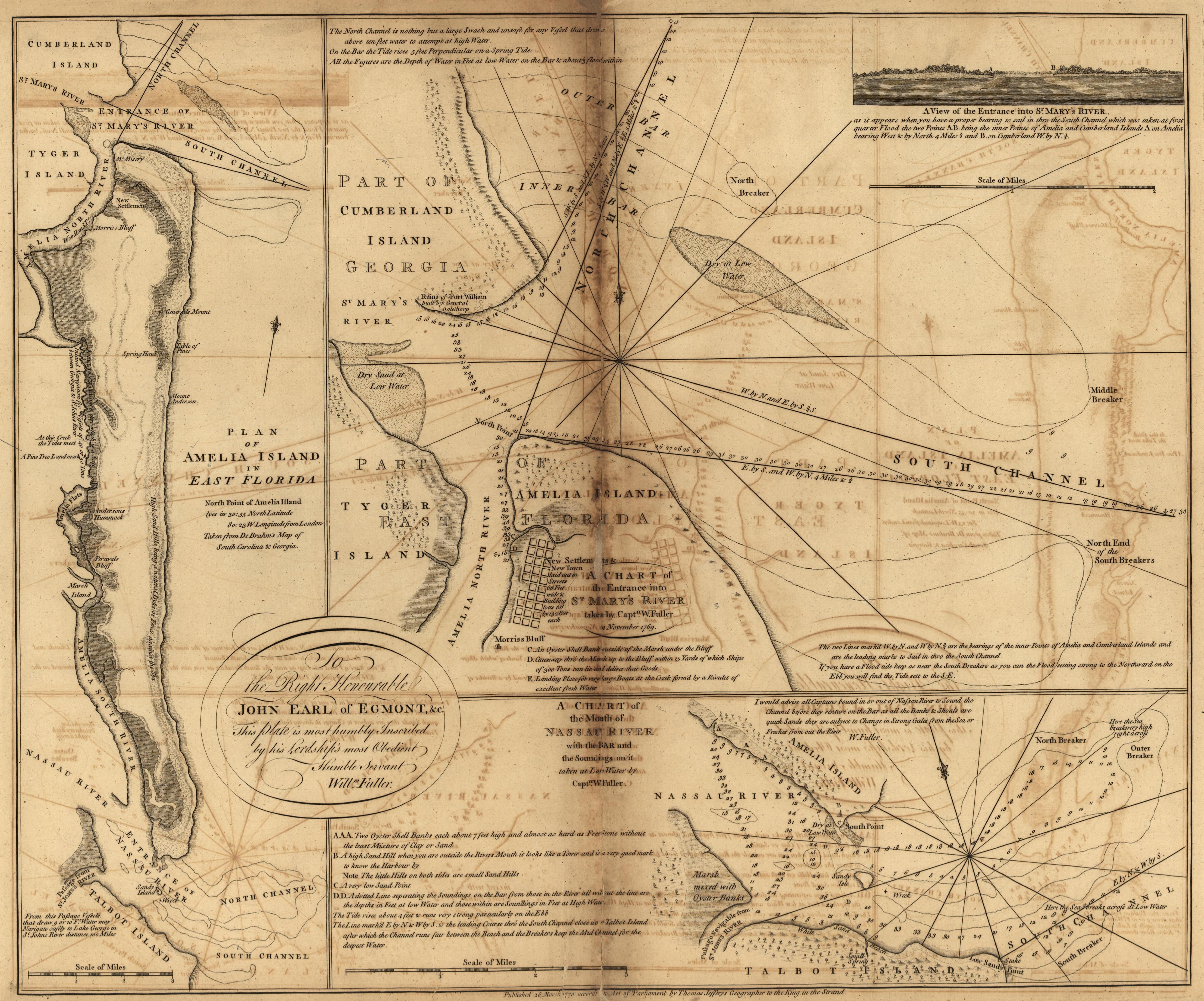 Plan of Amelia Island In E. Florida; Chart of Mouth of Nassau R.; Chart of Entrance to St. Mary&