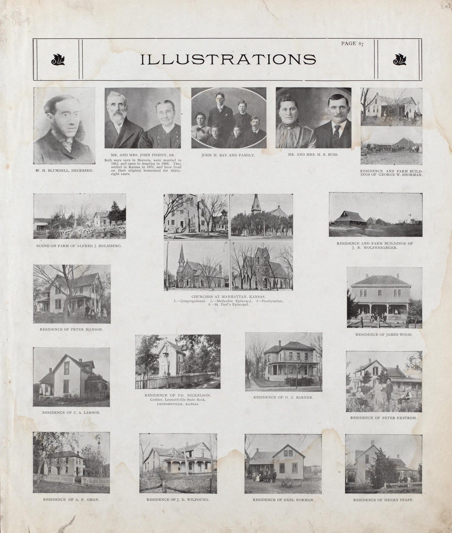 Illustrations - 3 from Standard Atlas of Riley County, Kansas : Including a Plat Book of the Villages, Cities and Townships of the County, Map of the State, United States and World, Patrons Directory, Reference Business … 1909 by Relic Map Company