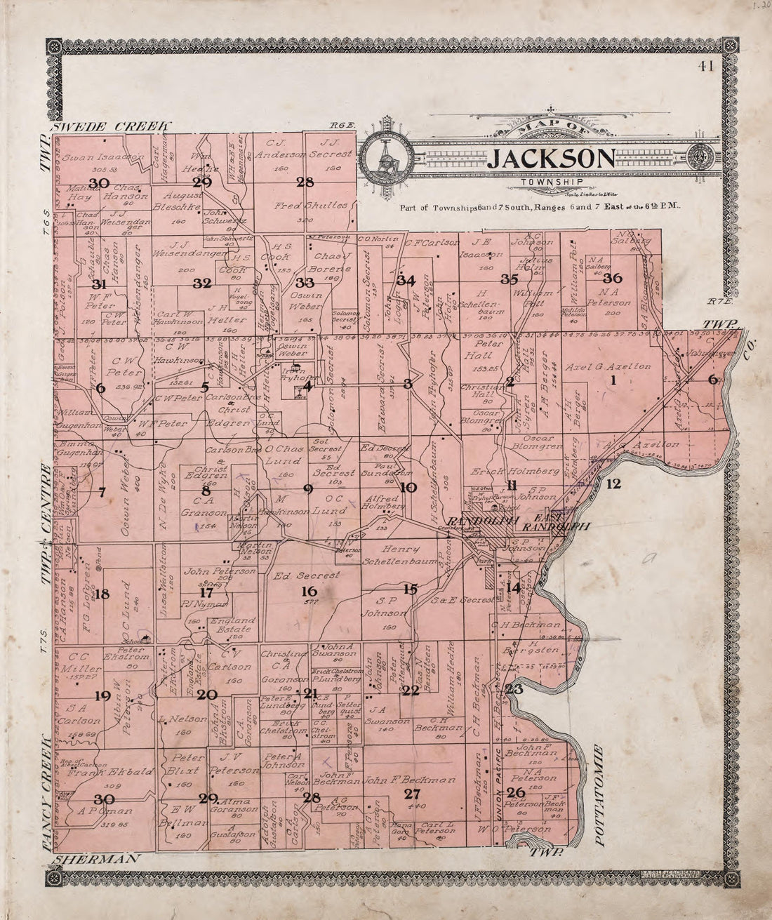 Map of Jackson Township from Standard Atlas of Riley County, Kansas : Including a Plat Book of the Villages, Cities and Townships of the County, Map of the State, United States and World, Patrons Directory, Reference Business … 1909 by Relic Map Company