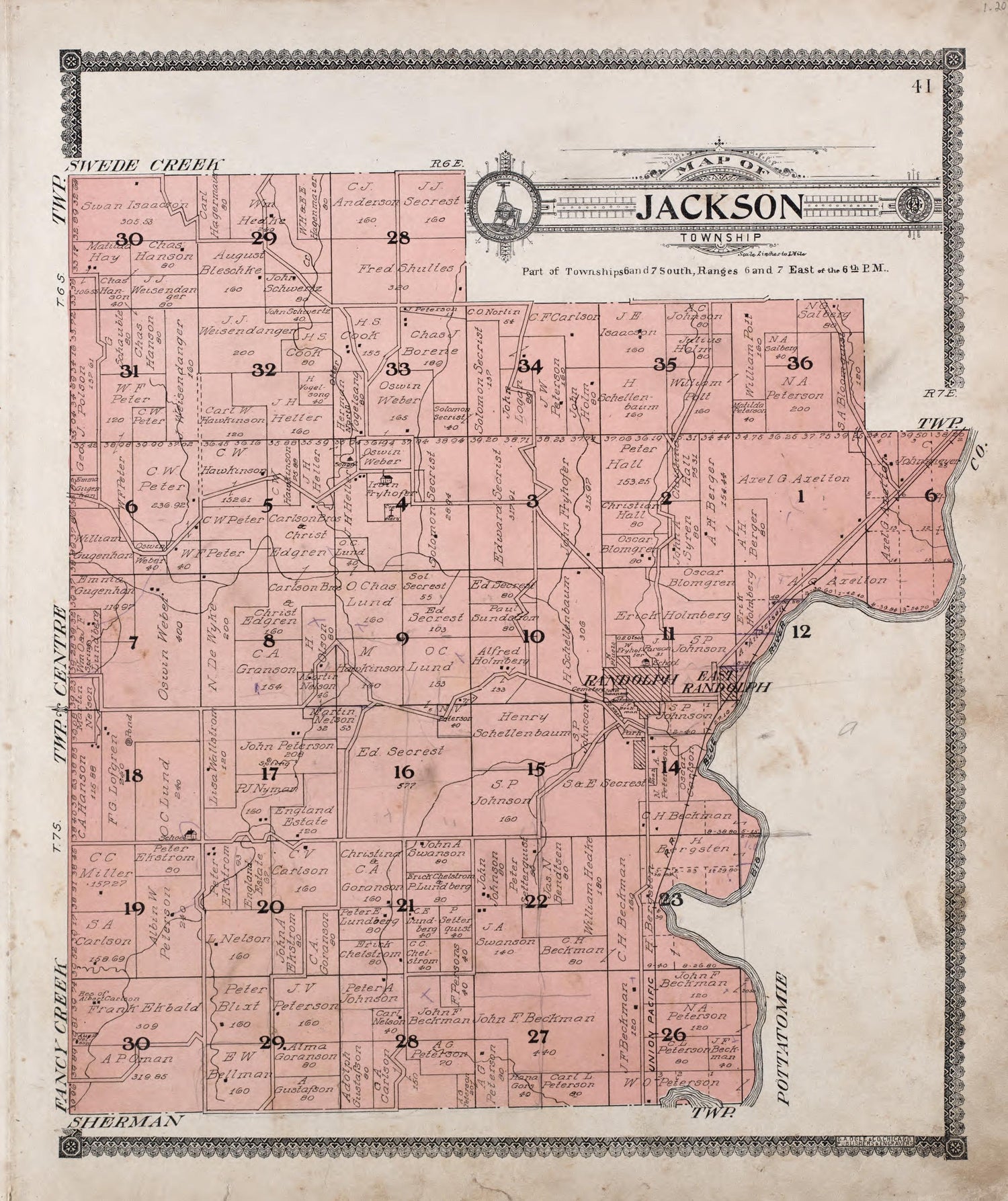 Map of Jackson Township from Standard Atlas of Riley County, Kansas : Including a Plat Book of the Villages, Cities and Townships of the County, Map of the State, United States and World, Patrons Directory, Reference Business … 1909 by Relic Map Company