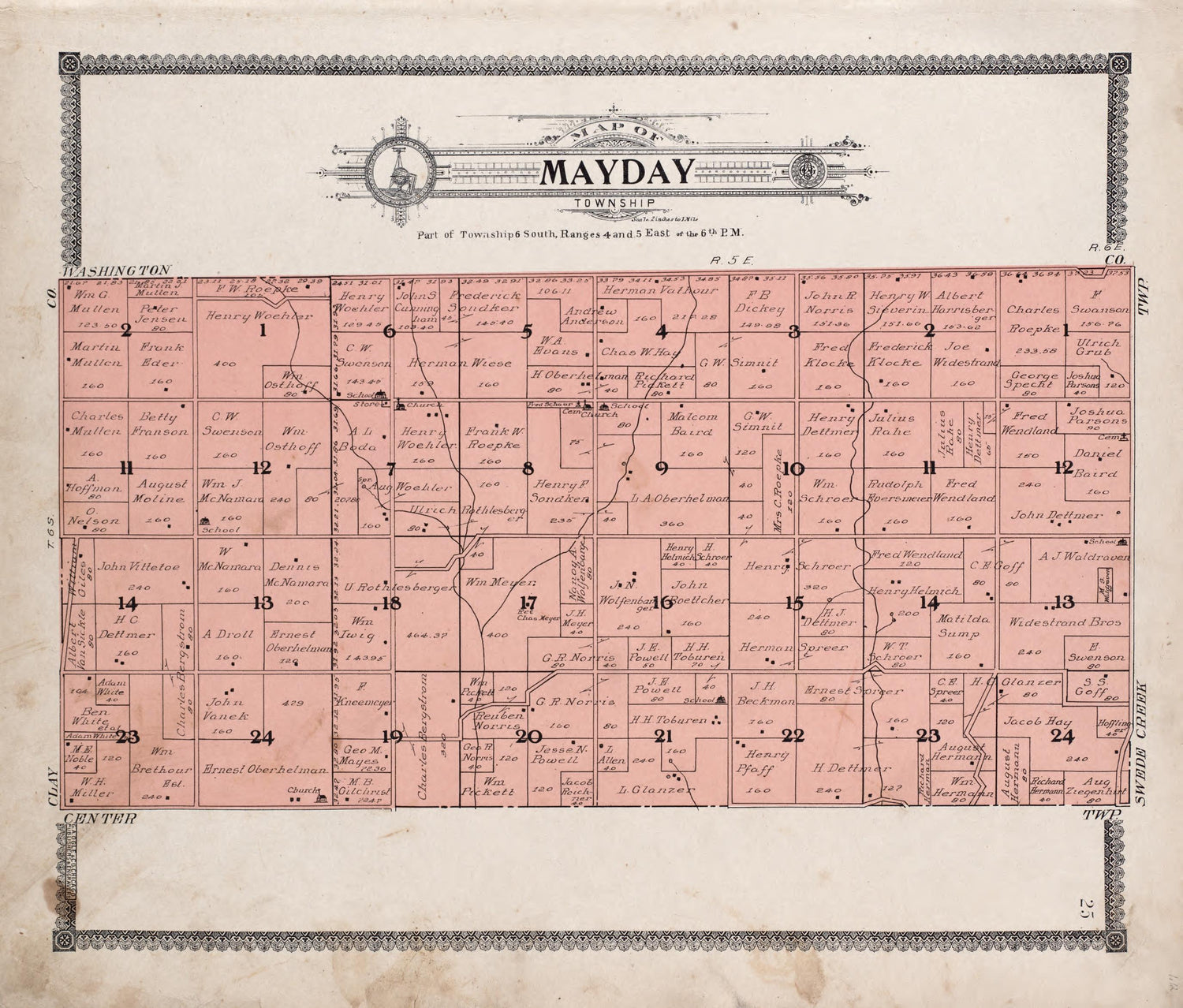 Map of Mayday Township from Standard Atlas of Riley County, Kansas : Including a Plat Book of the Villages, Cities and Townships of the County, Map of the State, United States and World, Patrons Directory, Reference Business … 1909 by Relic Map Company
