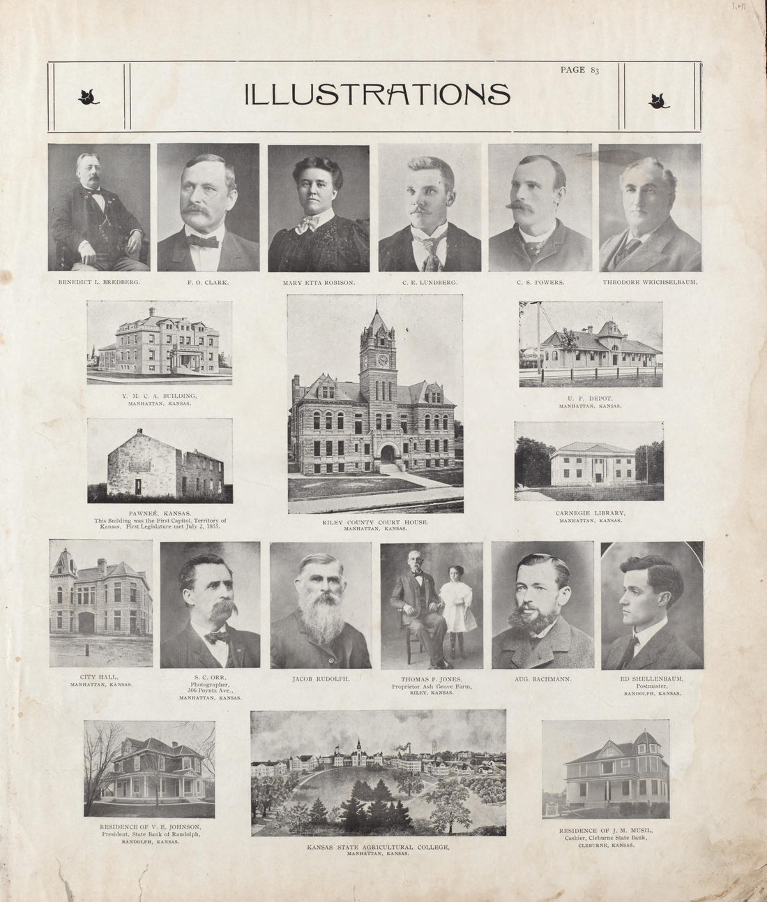 Illustrations - 1 from Standard Atlas of Riley County, Kansas : Including a Plat Book of the Villages, Cities and Townships of the County, Map of the State, United States and World, Patrons Directory, Reference Business … 1909 by Relic Map Company
