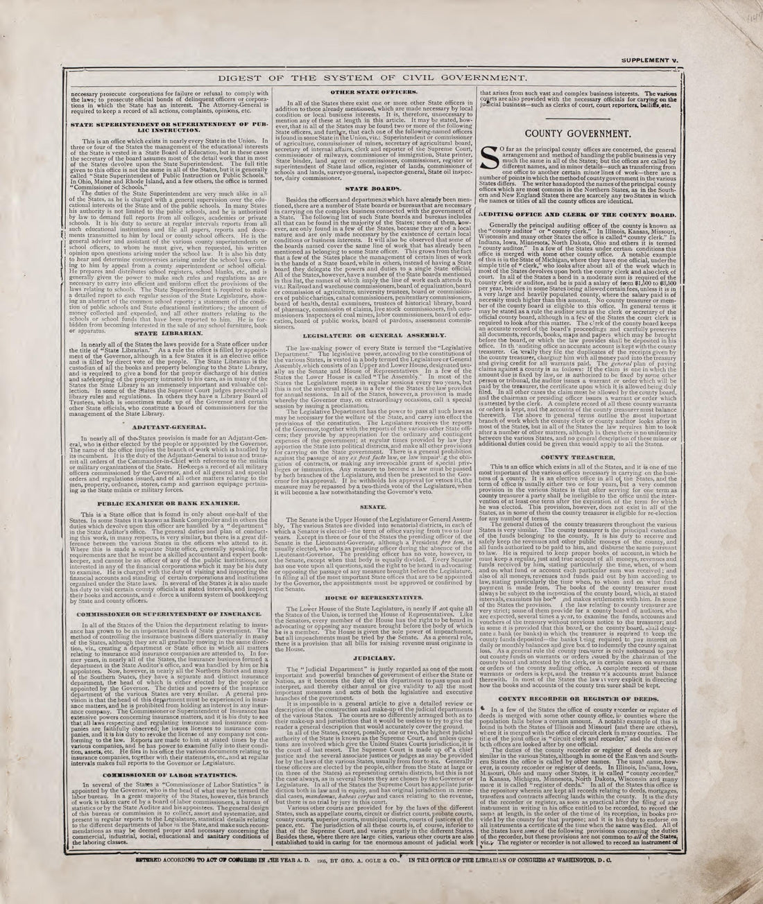 Digest of the System of Government - 3 from Standard Atlas of Riley County, Kansas : Including a Plat Book of the Villages, Cities and Townships of the County, Map of the State, United States and World, Patrons Directory, Reference Business … 1909 by Relic Map Company